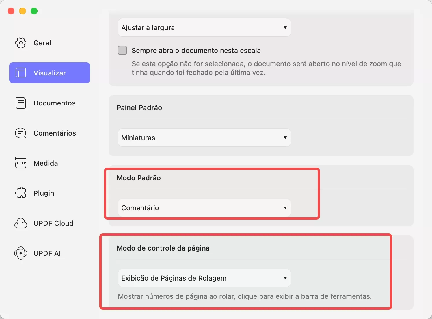 modo padrão updf mac