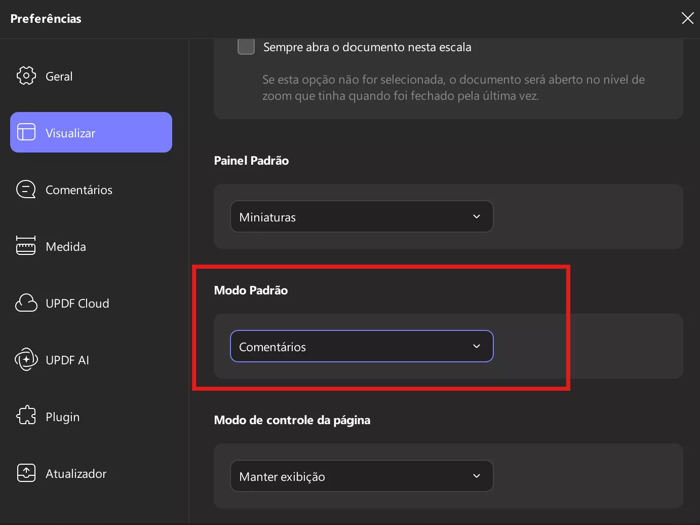 modo padrão