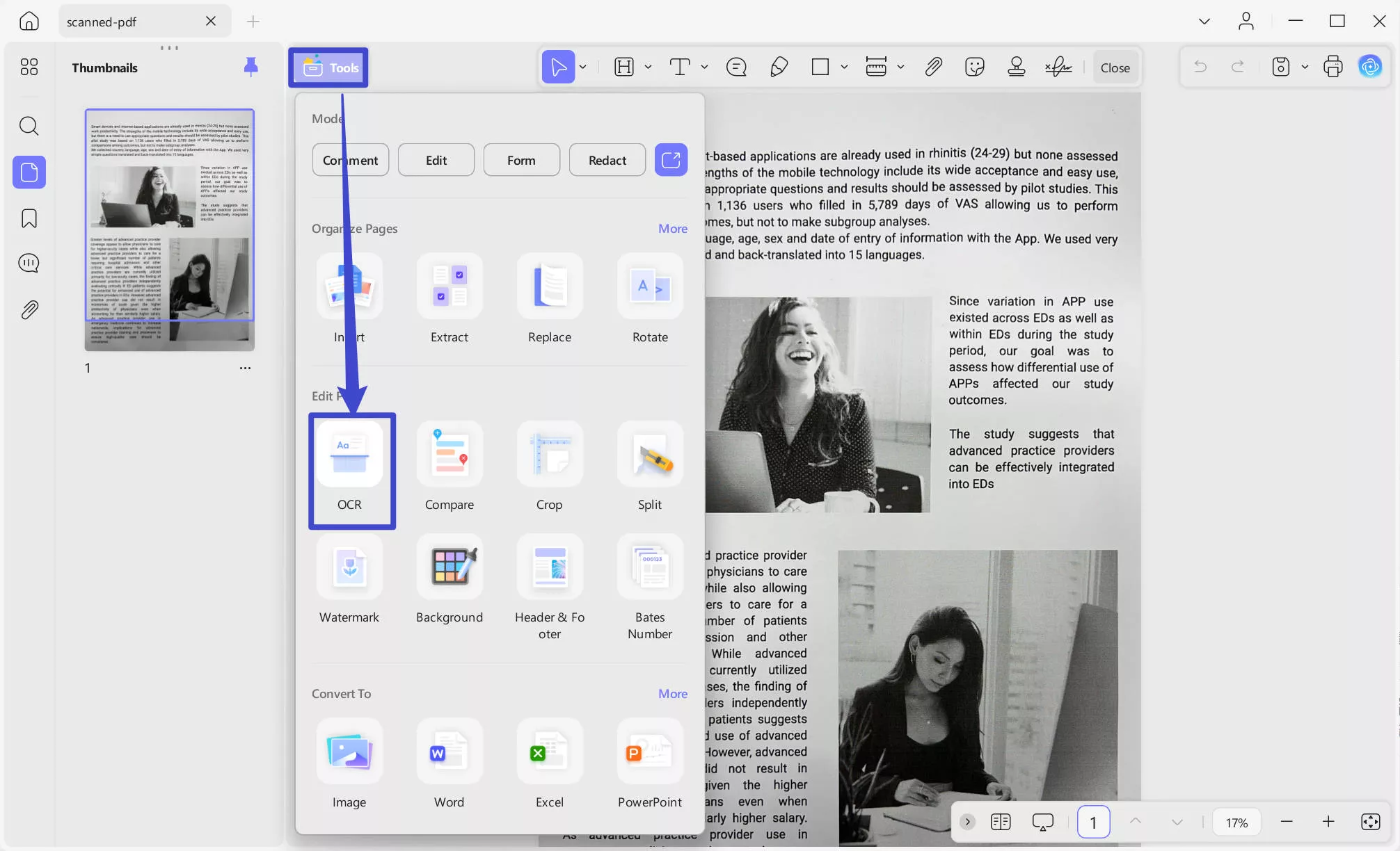 Funkce OCR aktualizace DFD ve Windows 2