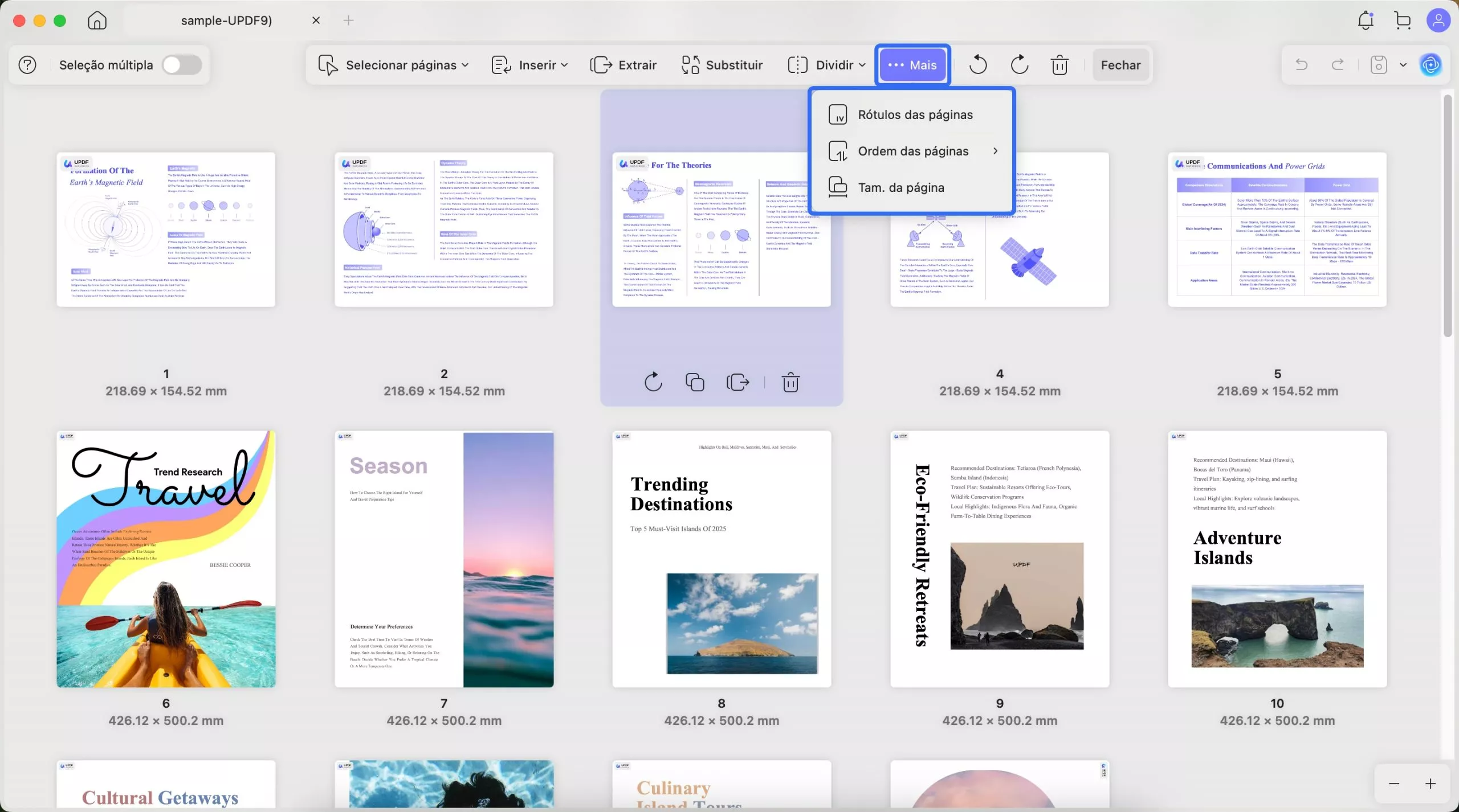 ordem das páginas updf mac