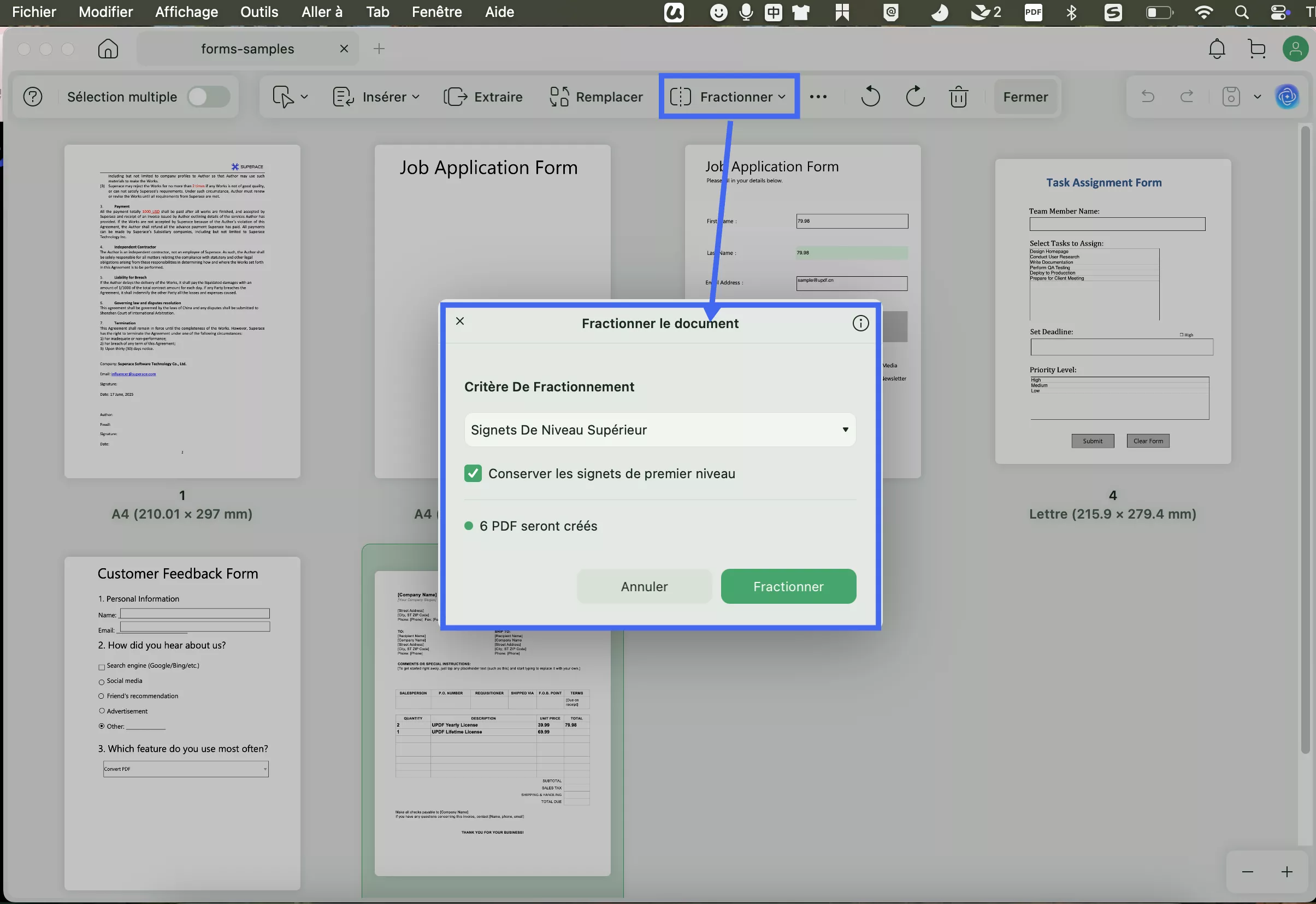 modifier la taille de la page updf mac