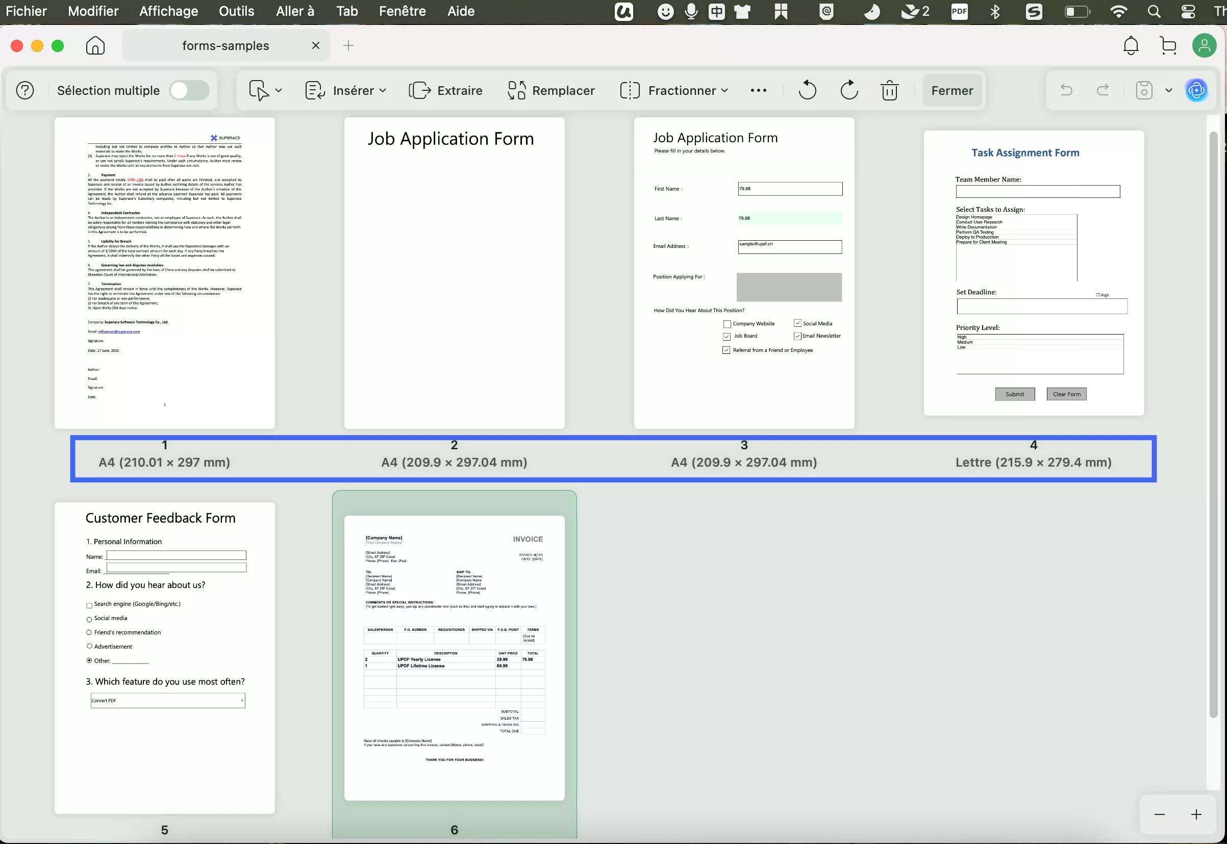 modifier la taille de la page updf mac