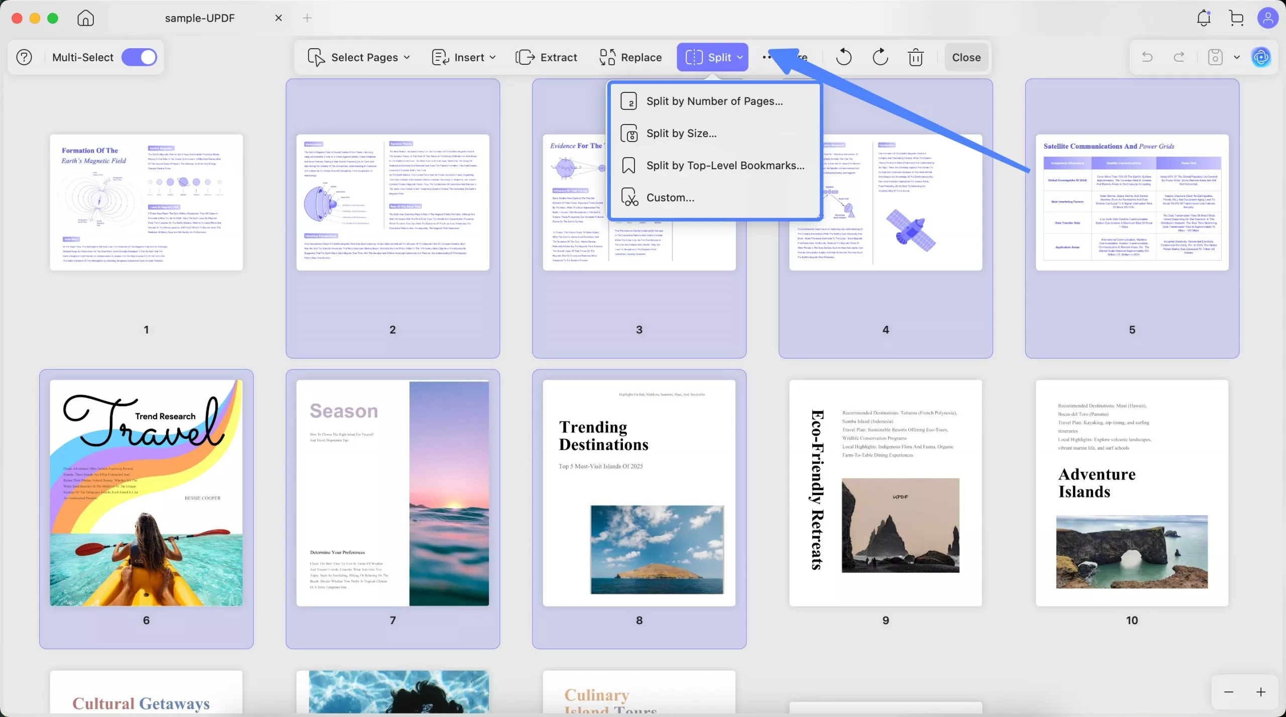 split page updf mac