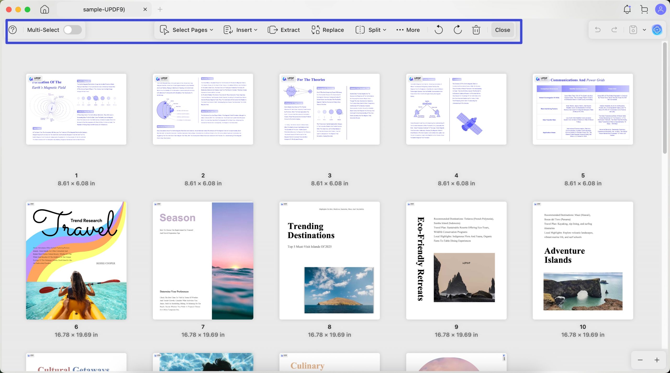 organize pages features
