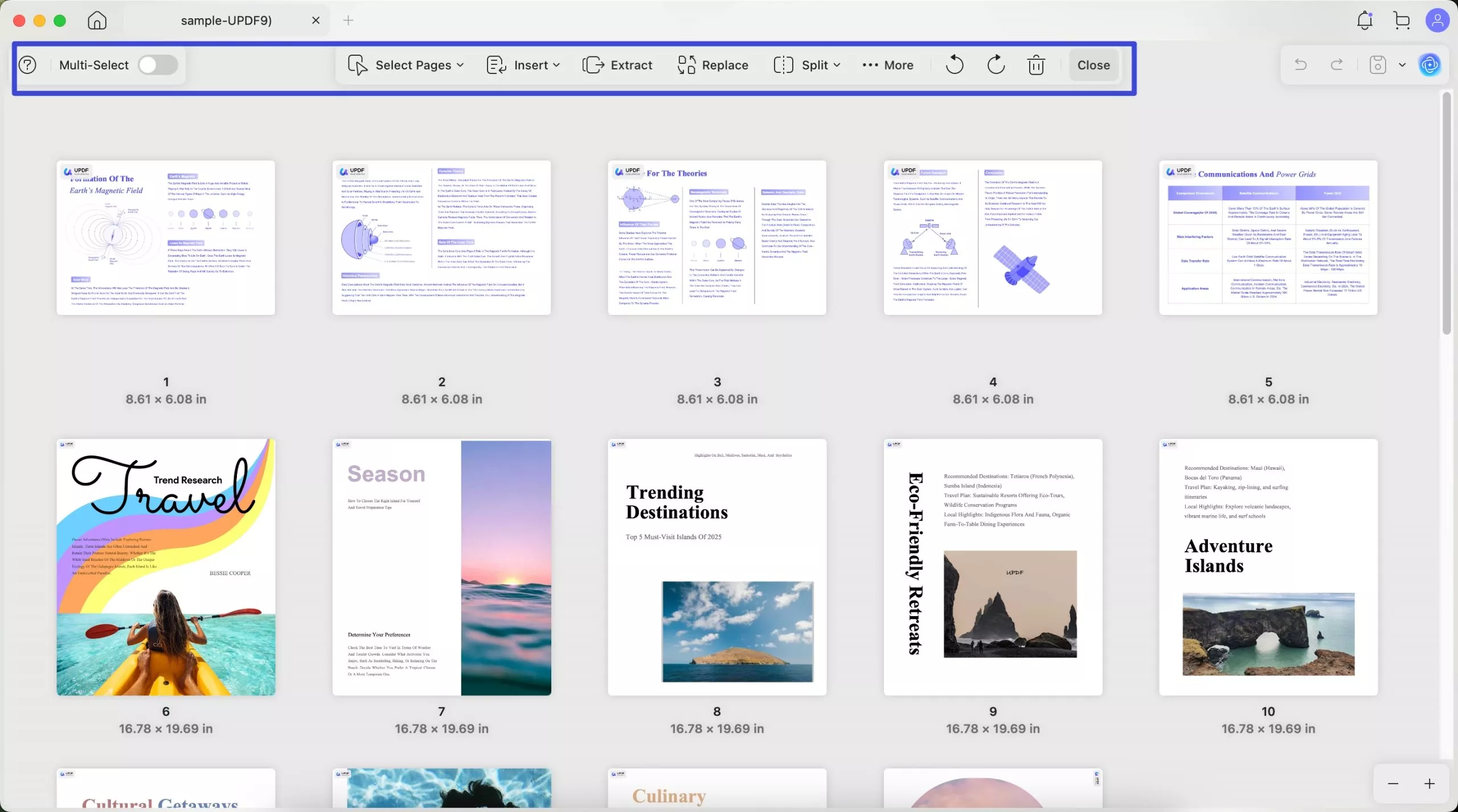 organize pages features