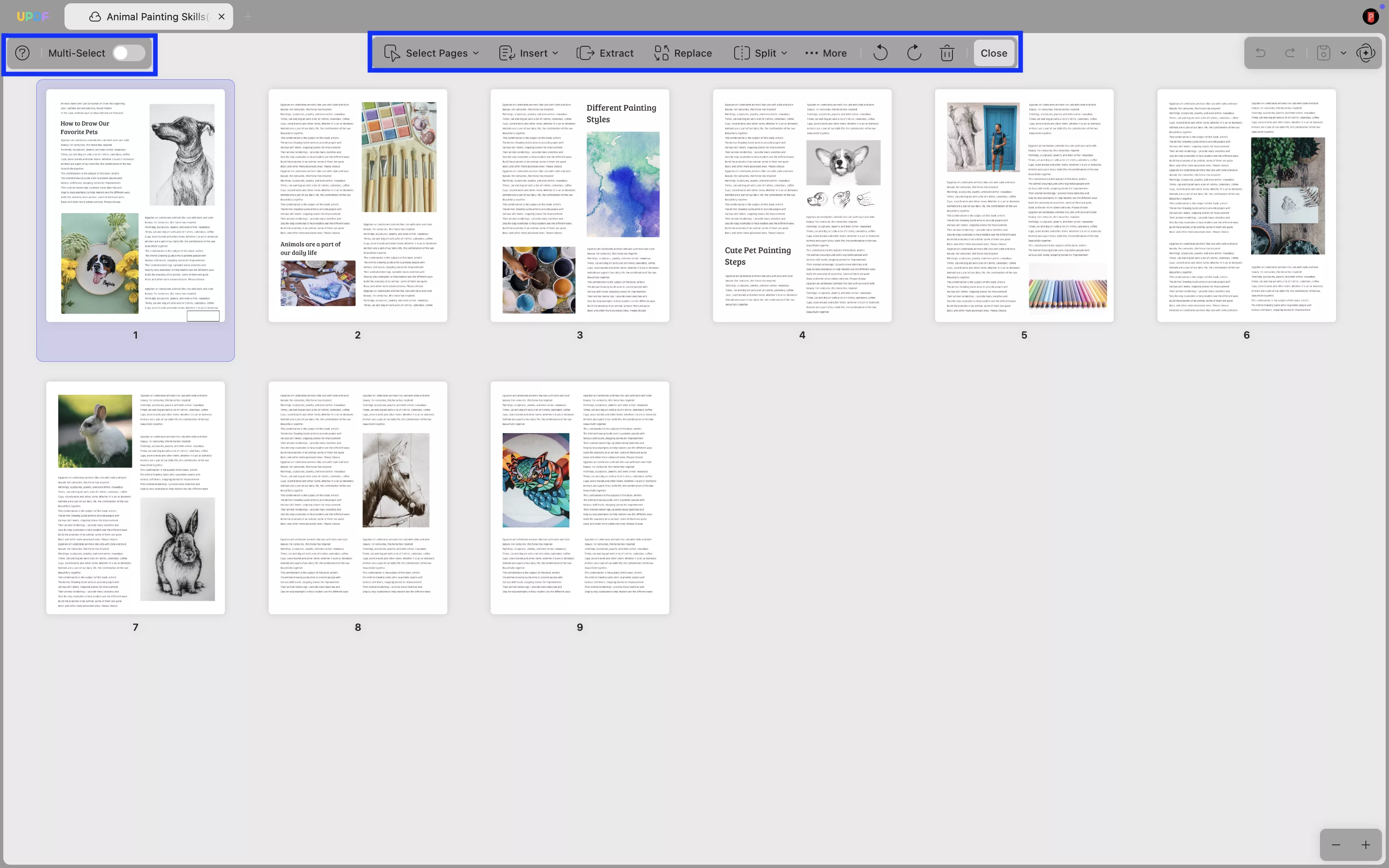 organize pdf pages menu updf mac