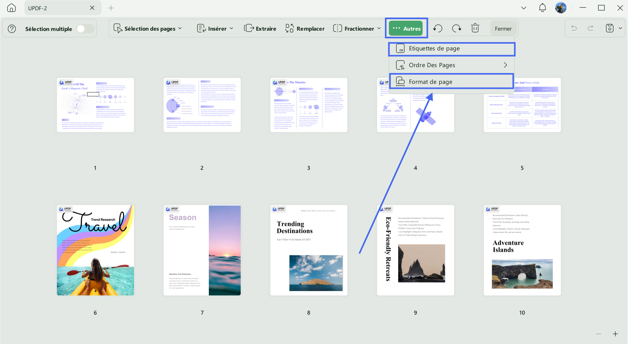 Page lable and page size with updf win 2