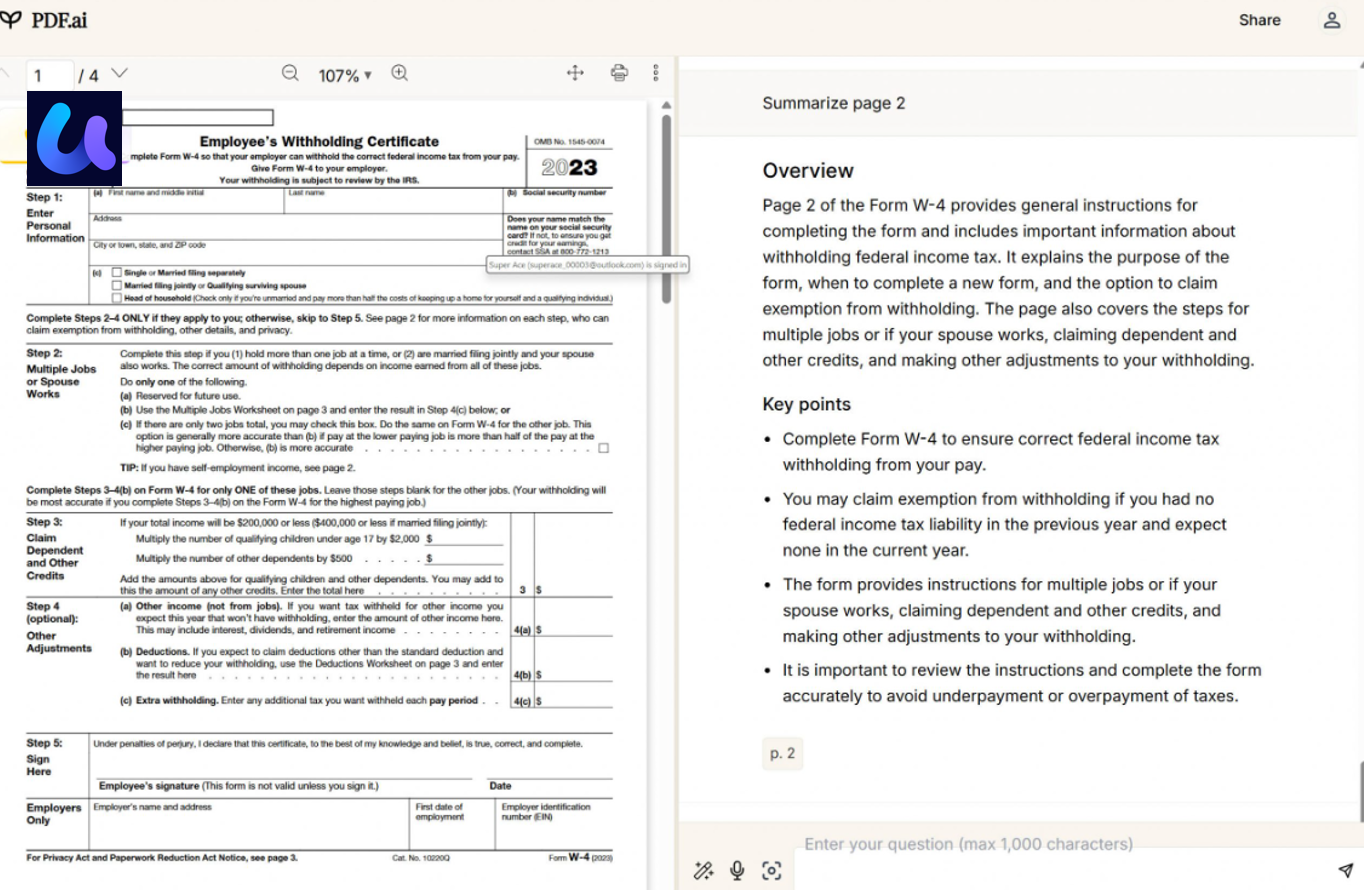 PDF AI interface