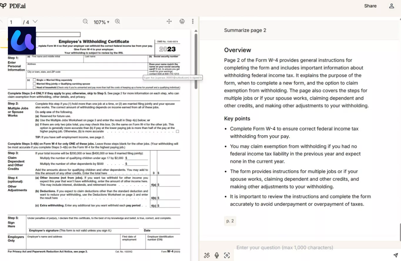 PDF AI interface