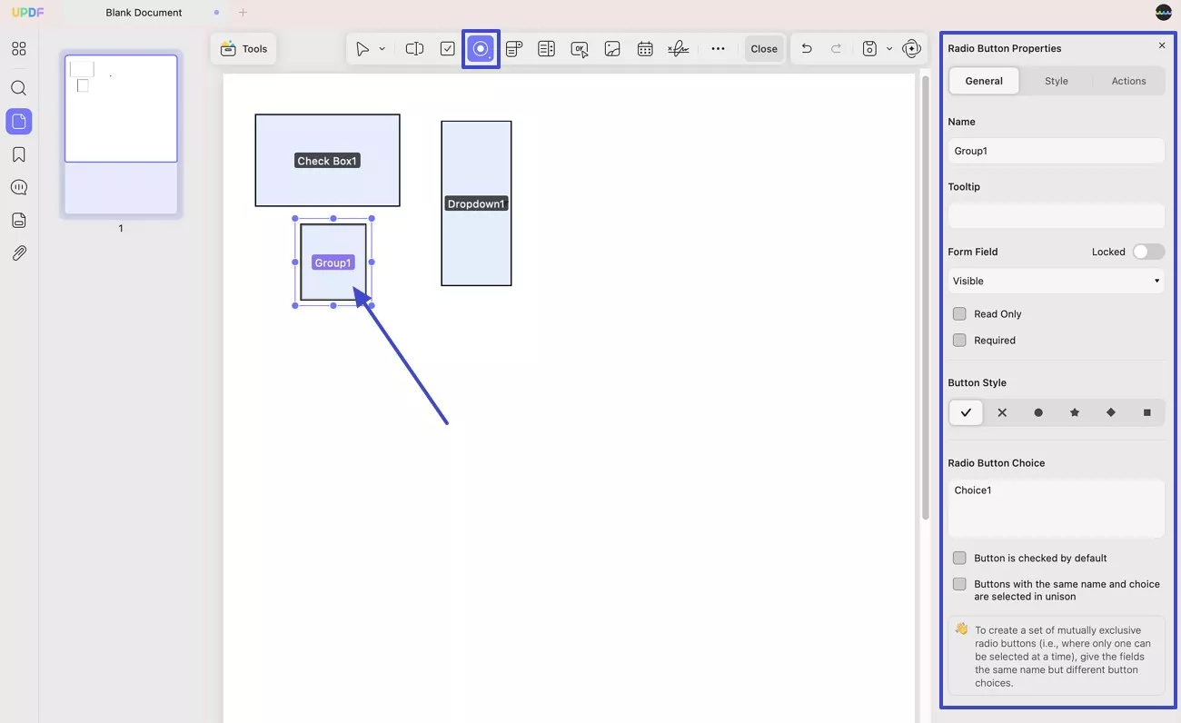 pdf form radio button tool updf mac