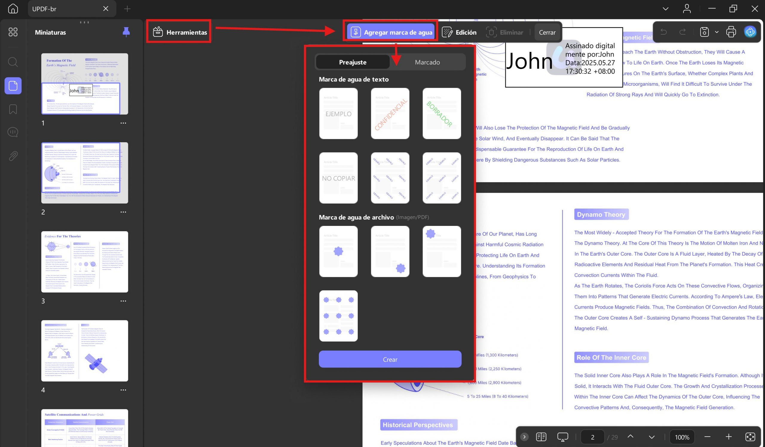 Presets updf windows 2 interface