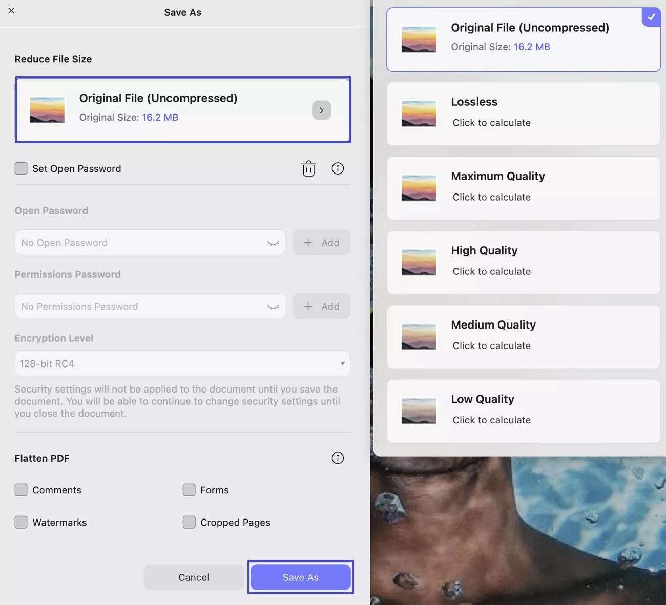 pick quality to compress updf mac
