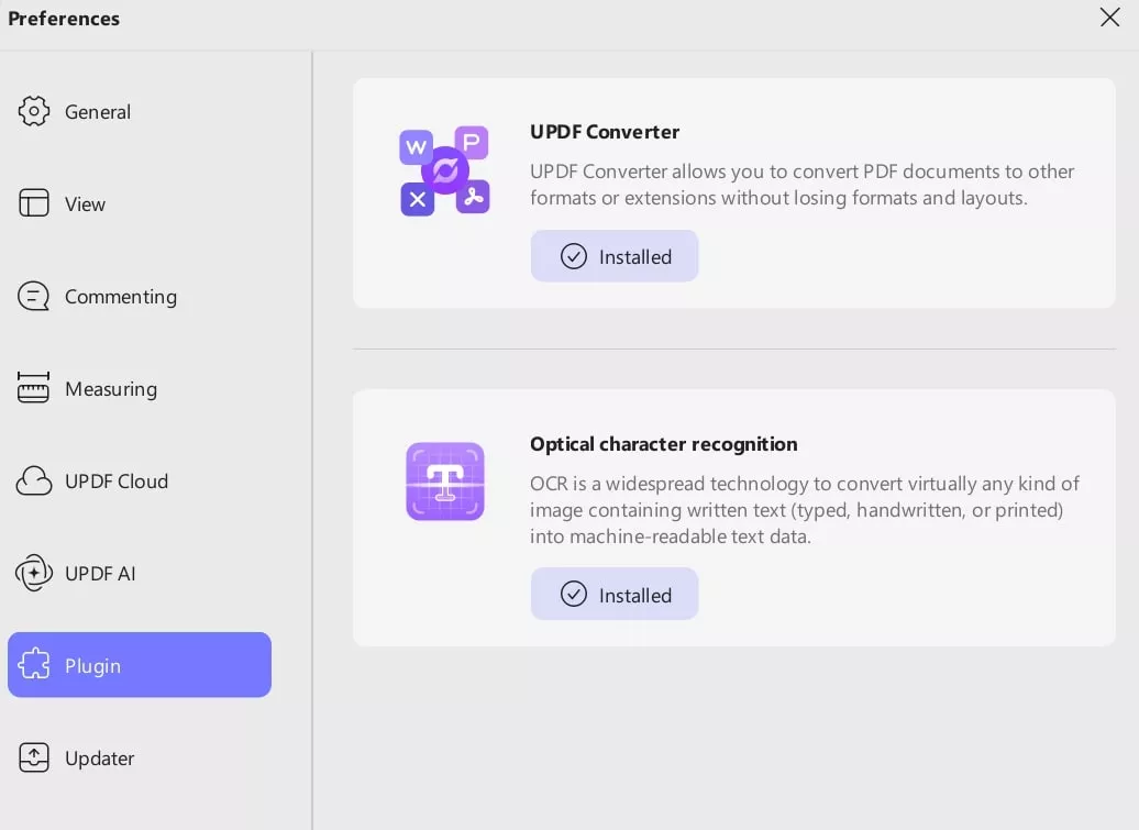 plugin preferences updf windows 2