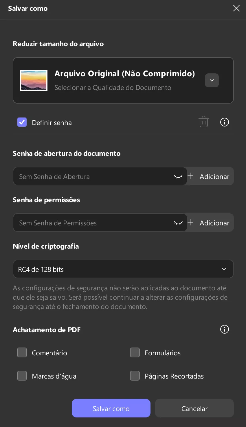 adicionar senha em pdf updf windows