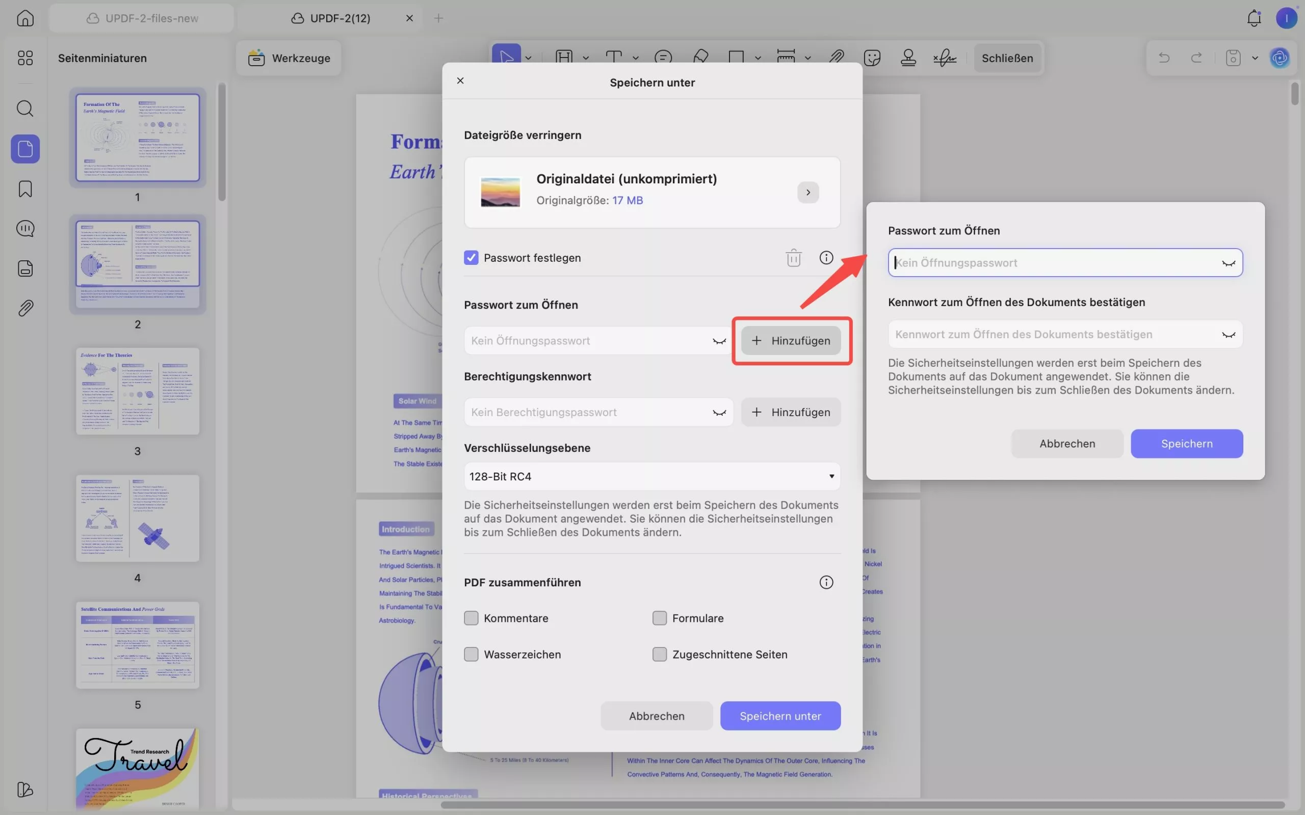 Passwort für offene Datei auf Mac aktualisieren