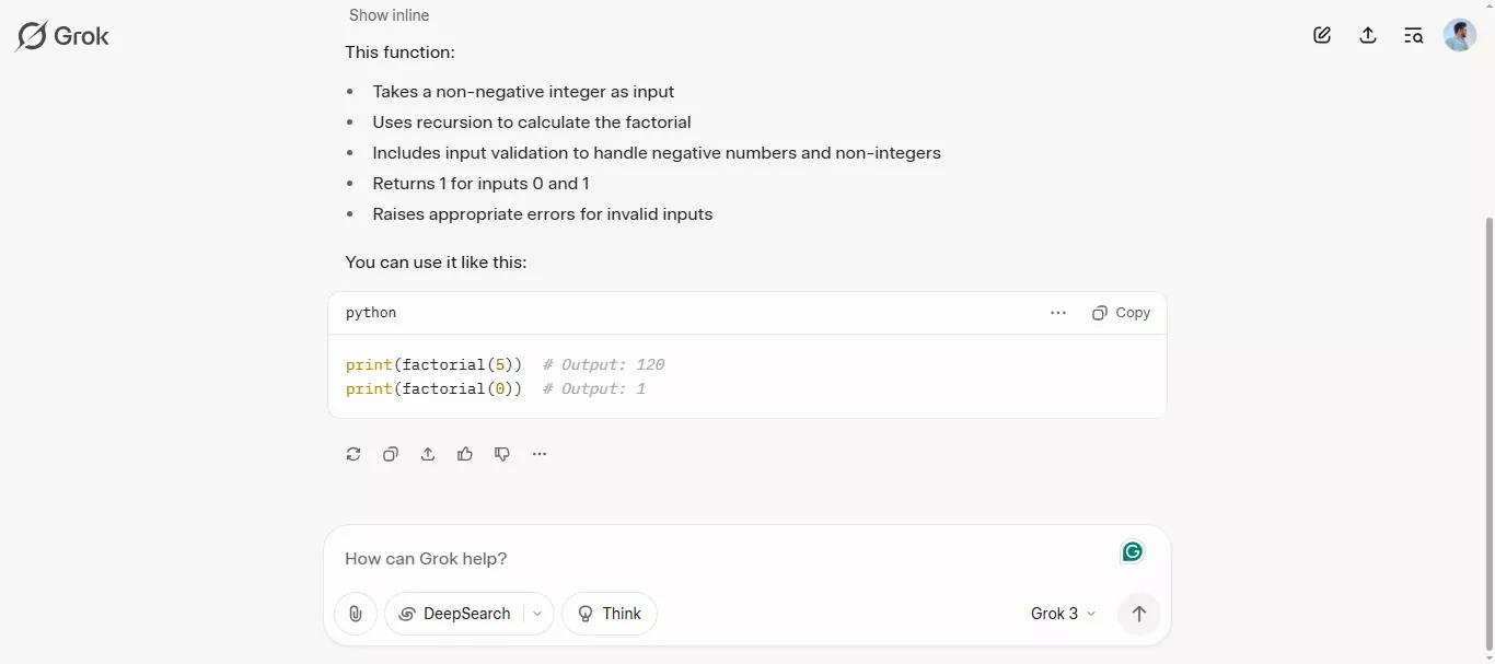 python function by grok ai