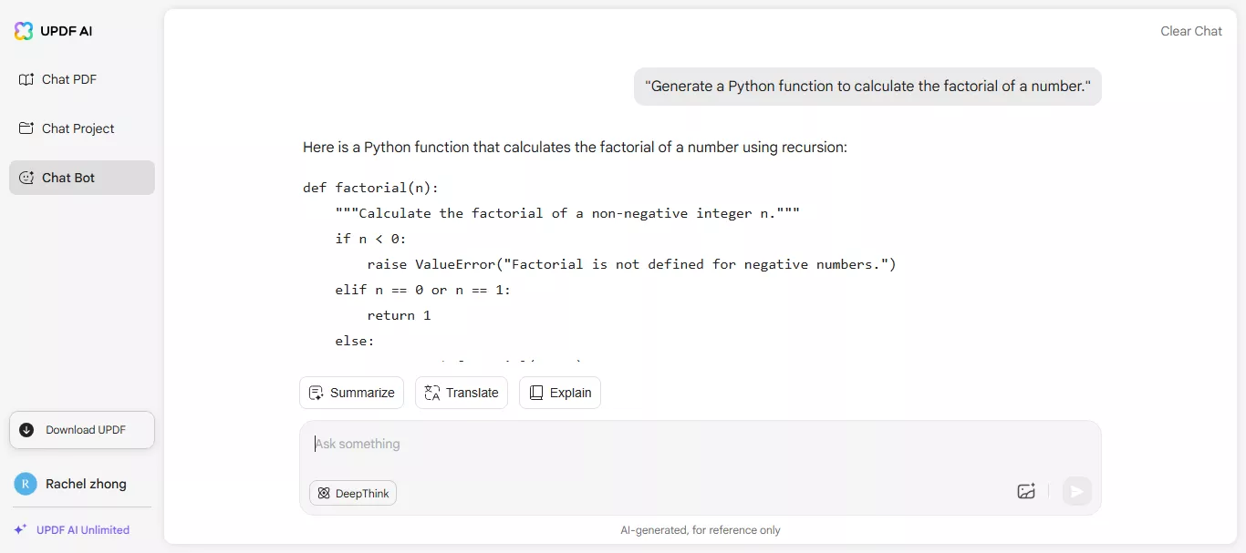 python function by updf ai