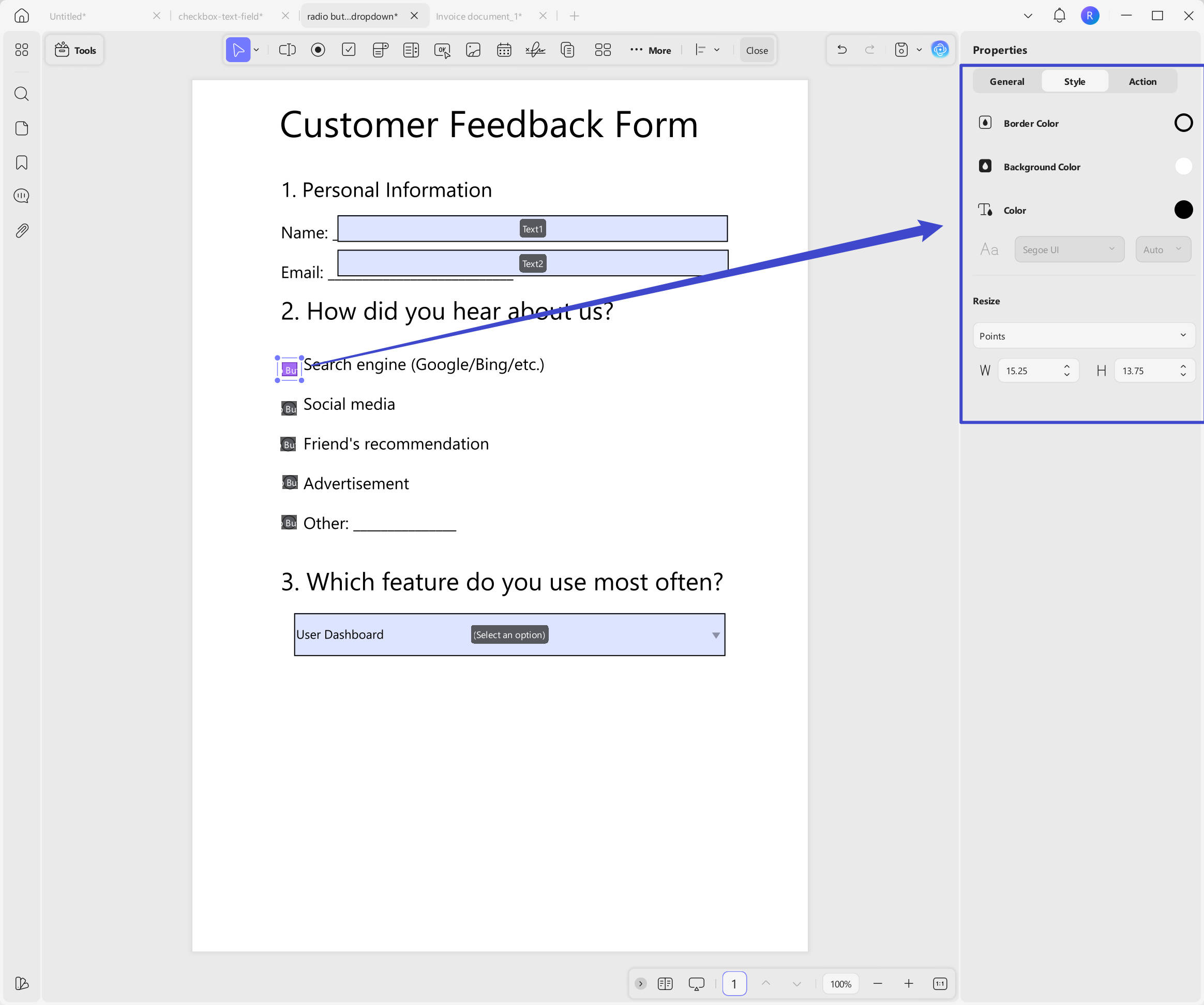 customize the radio button style updf windows