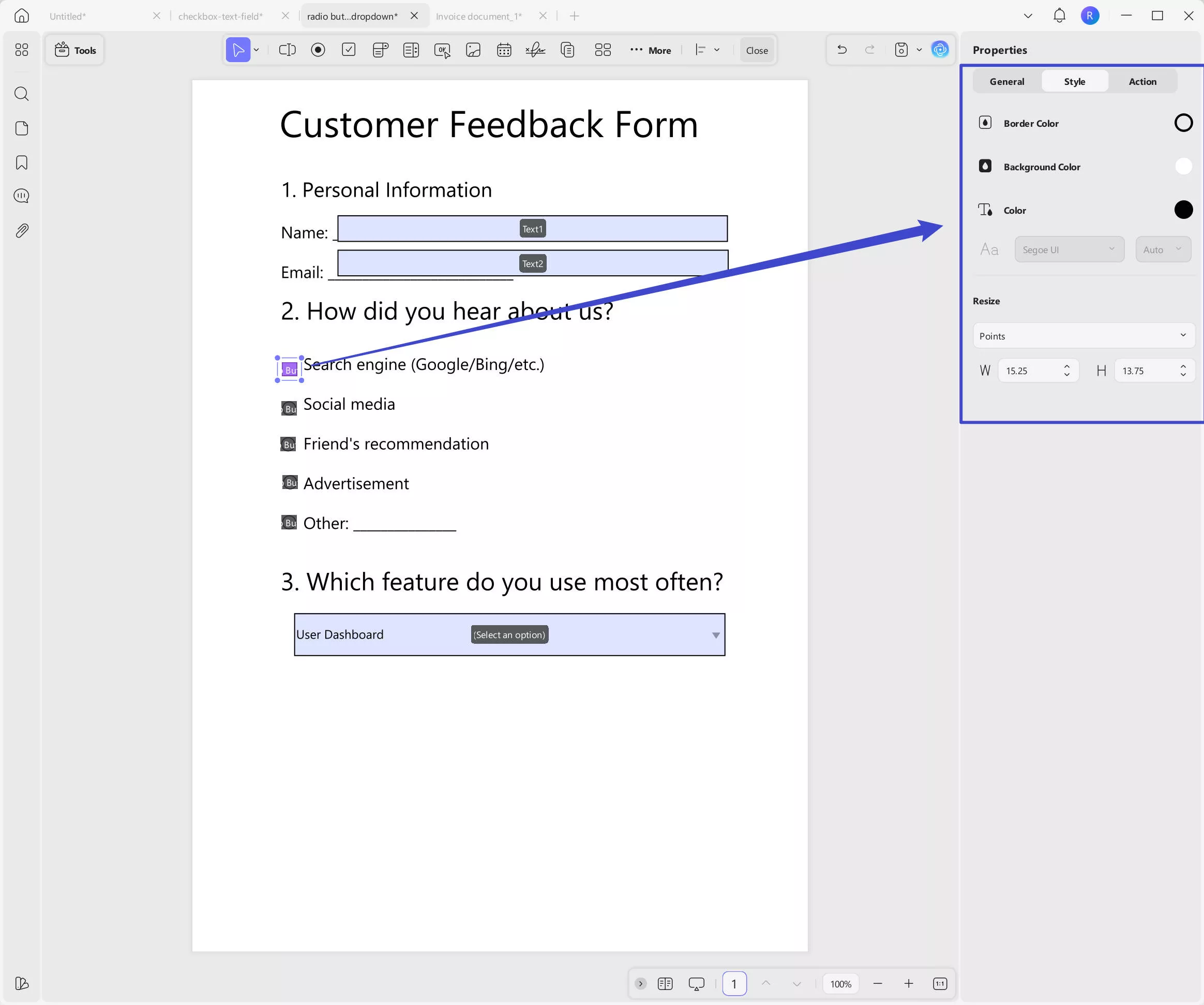 customize the radio button style updf windows