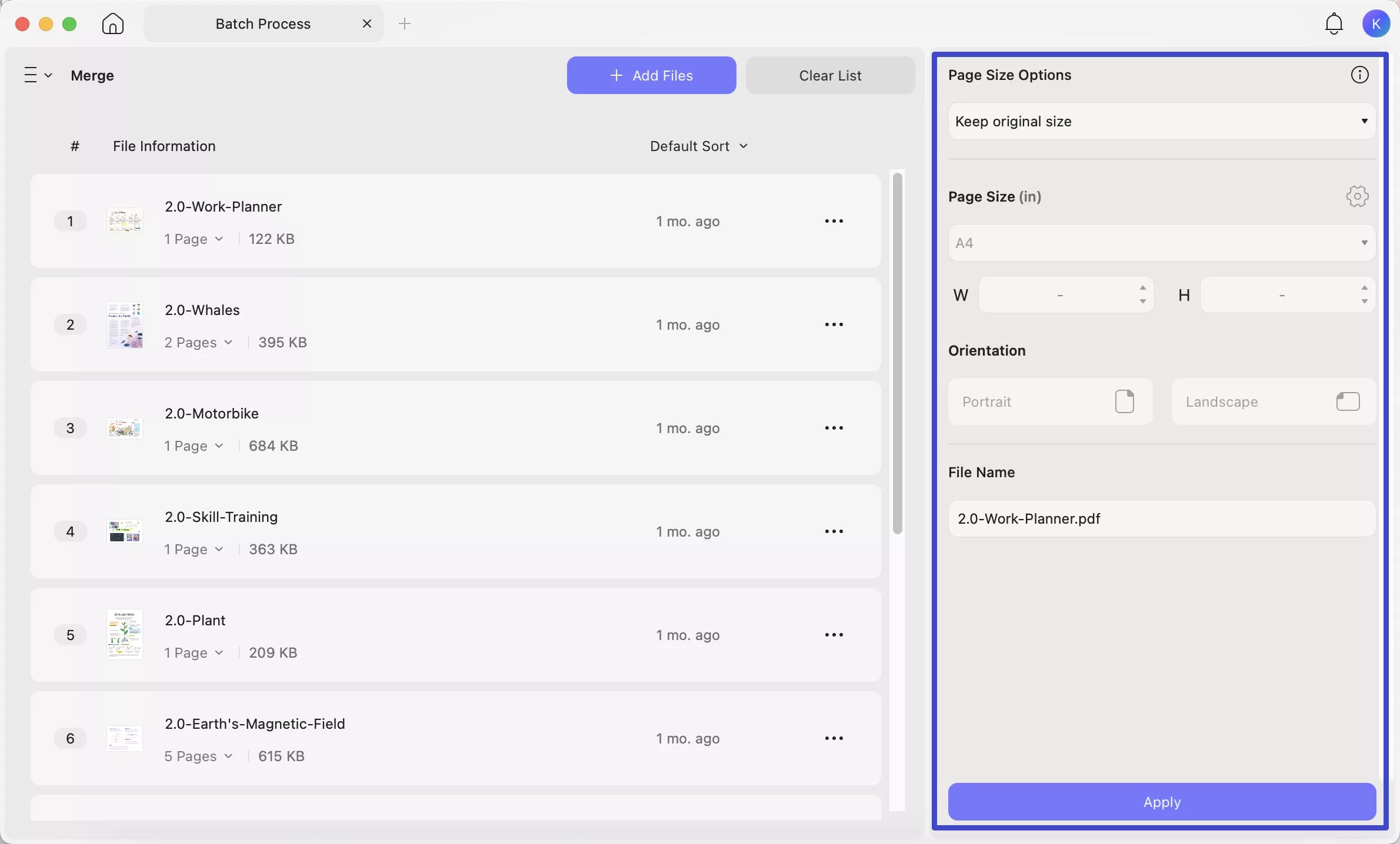 rearrange and set merging options updf mac