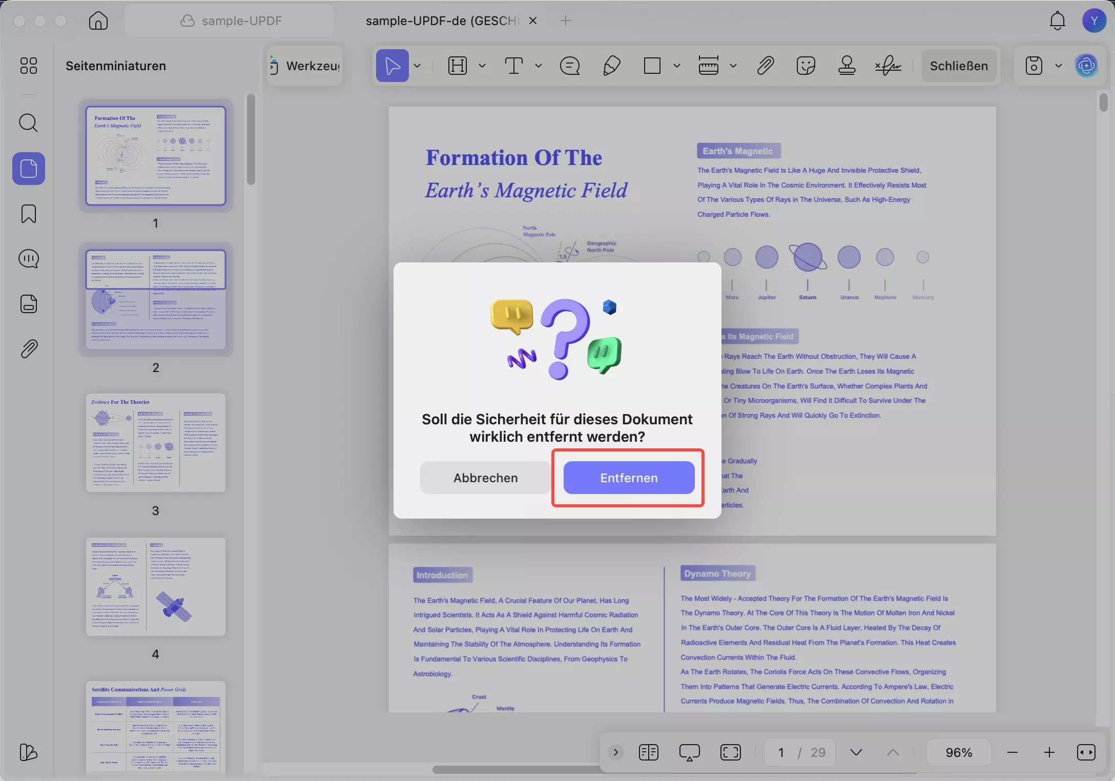Vorhandenes Passwort aus PDF-Datei auf Mac entfernen