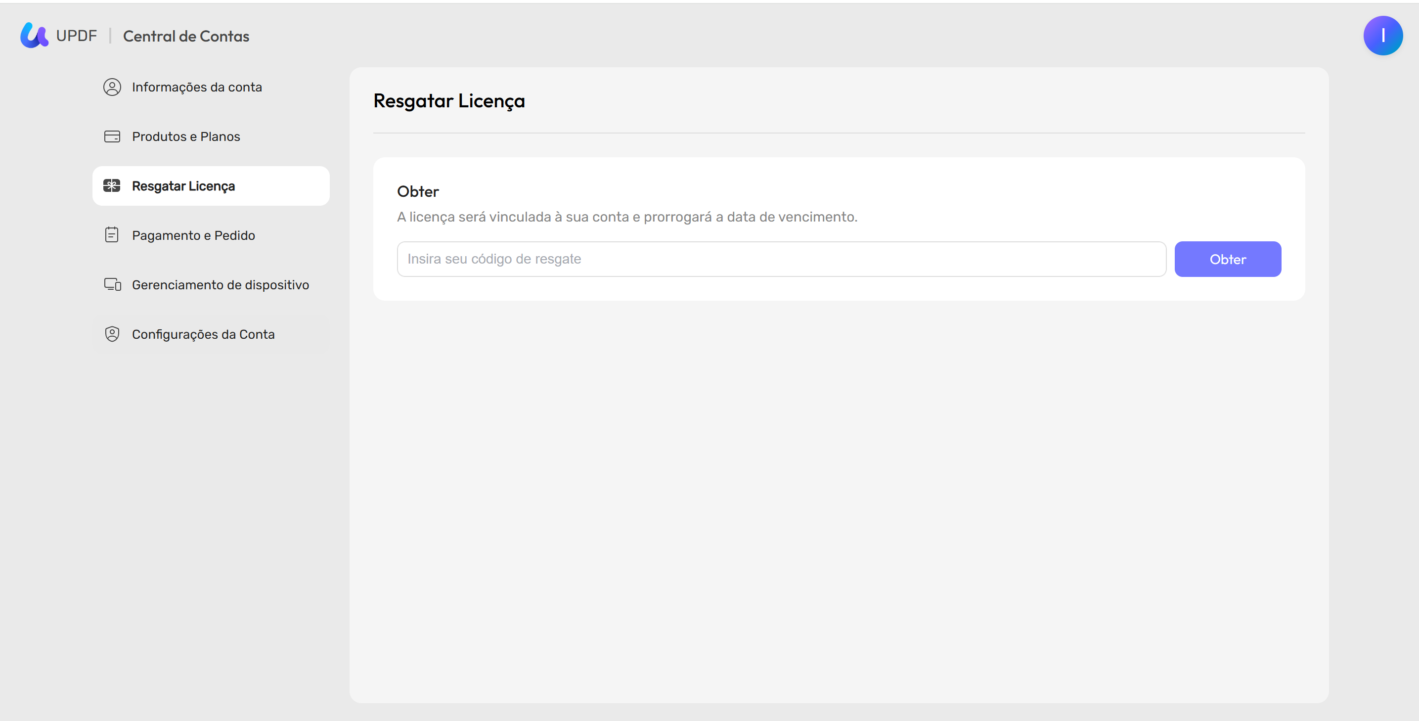 resgatar licença