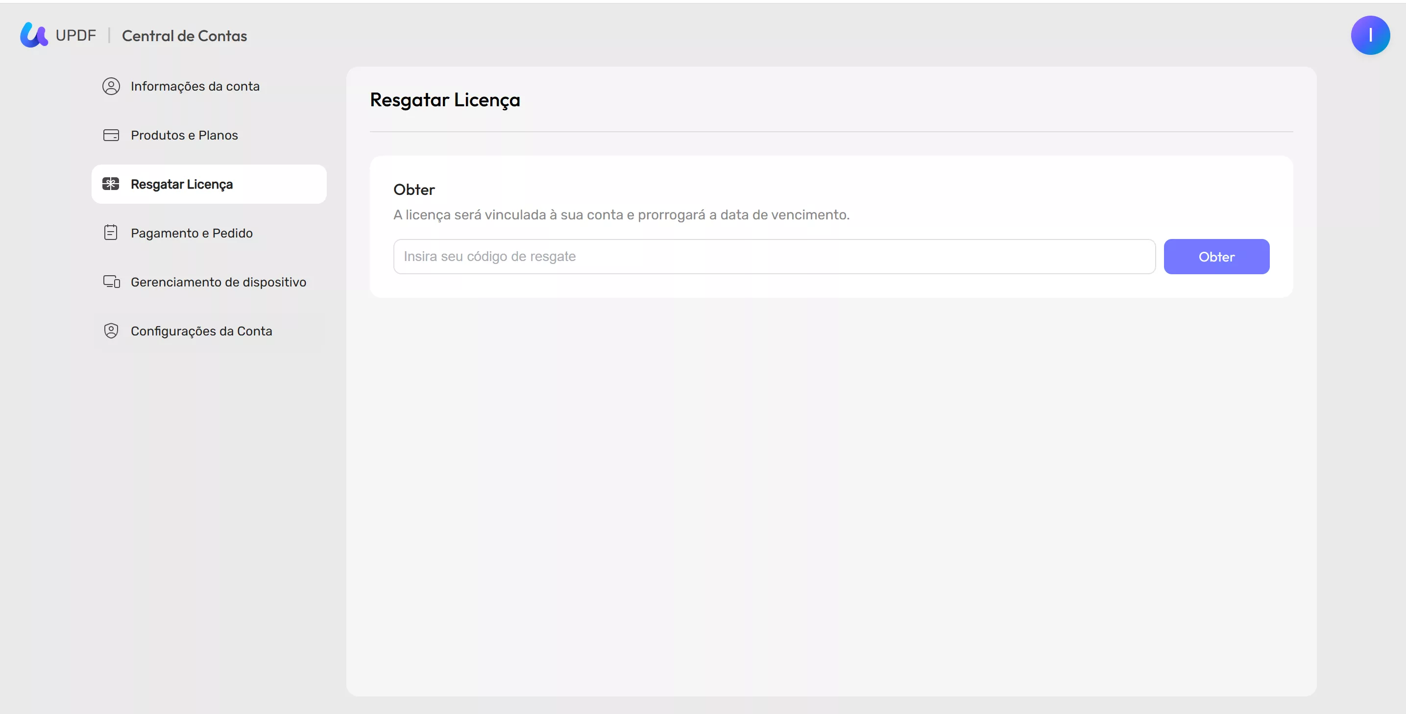 resgatar licença