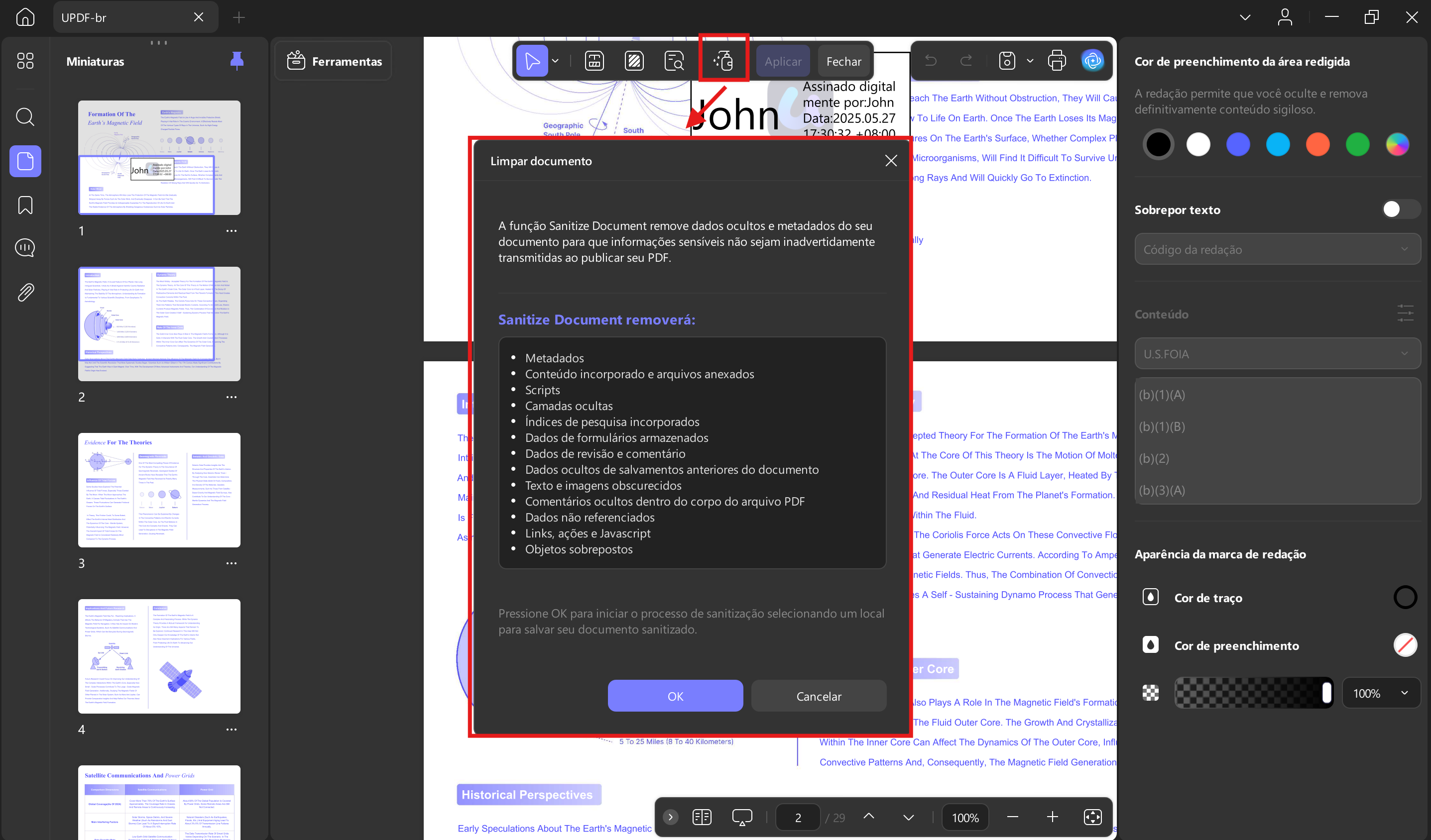 Sanitiza pdf with updf windows 2