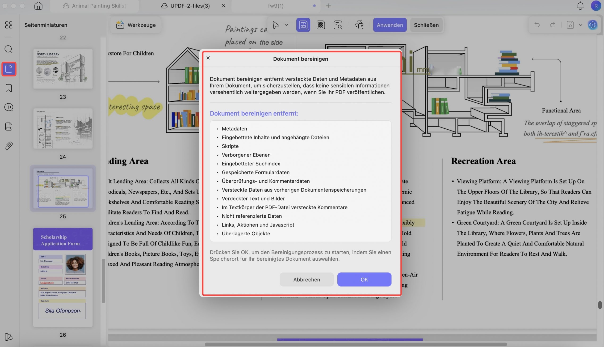 Sanitiza pdf mit updf mac 2