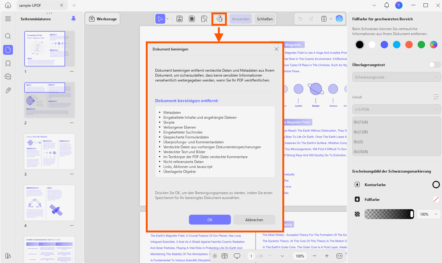 Sanitiza pdf mit updf windows 2