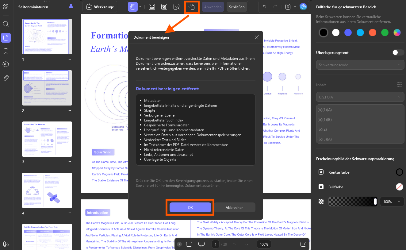 PDF-Datei bereinigen updf Windows
