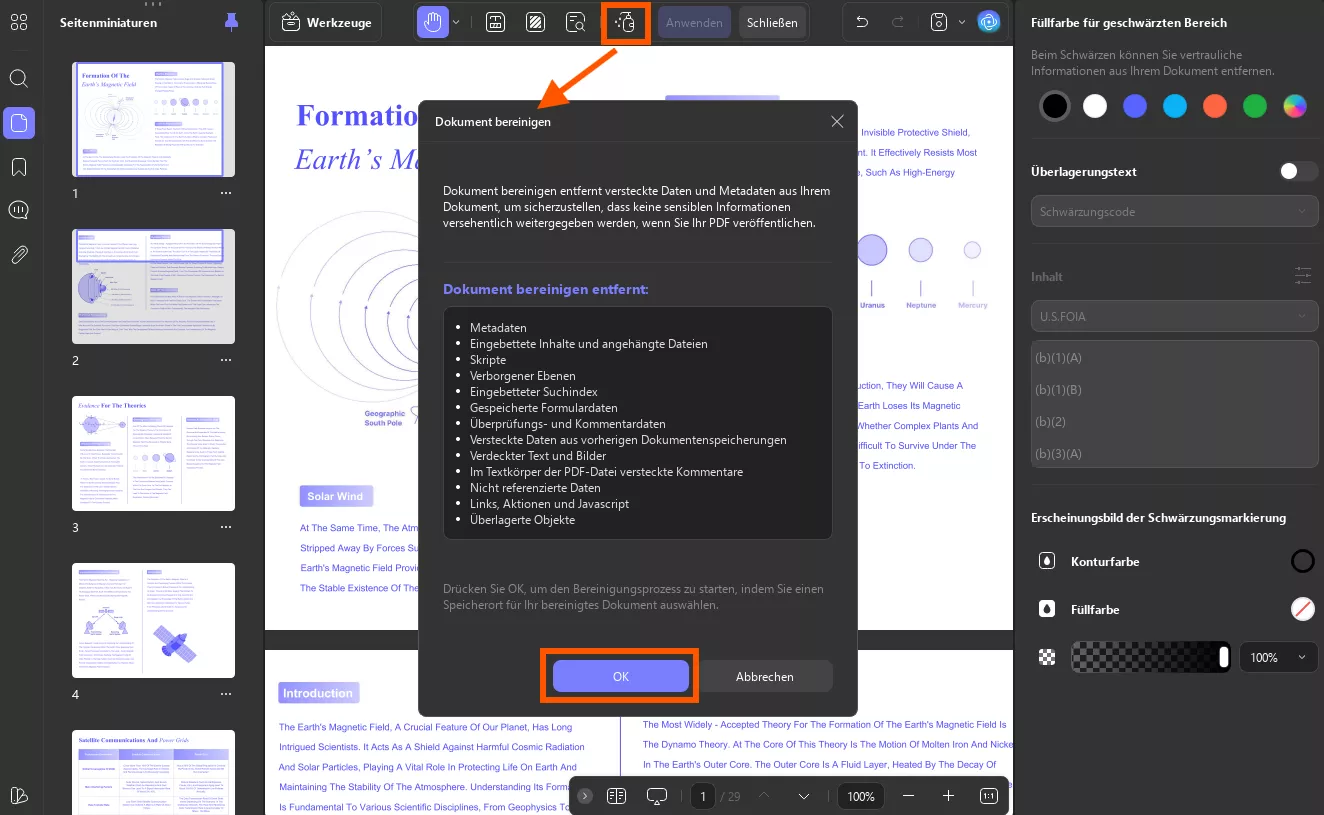 PDF-Datei bereinigen updf Windows