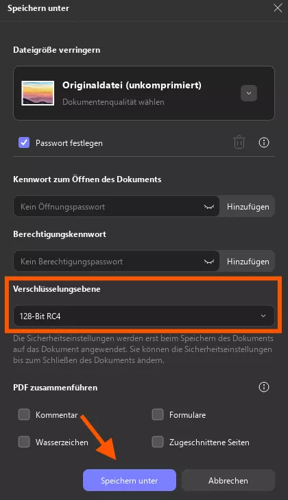 Passworteinstellungen speichern updf Windows 2