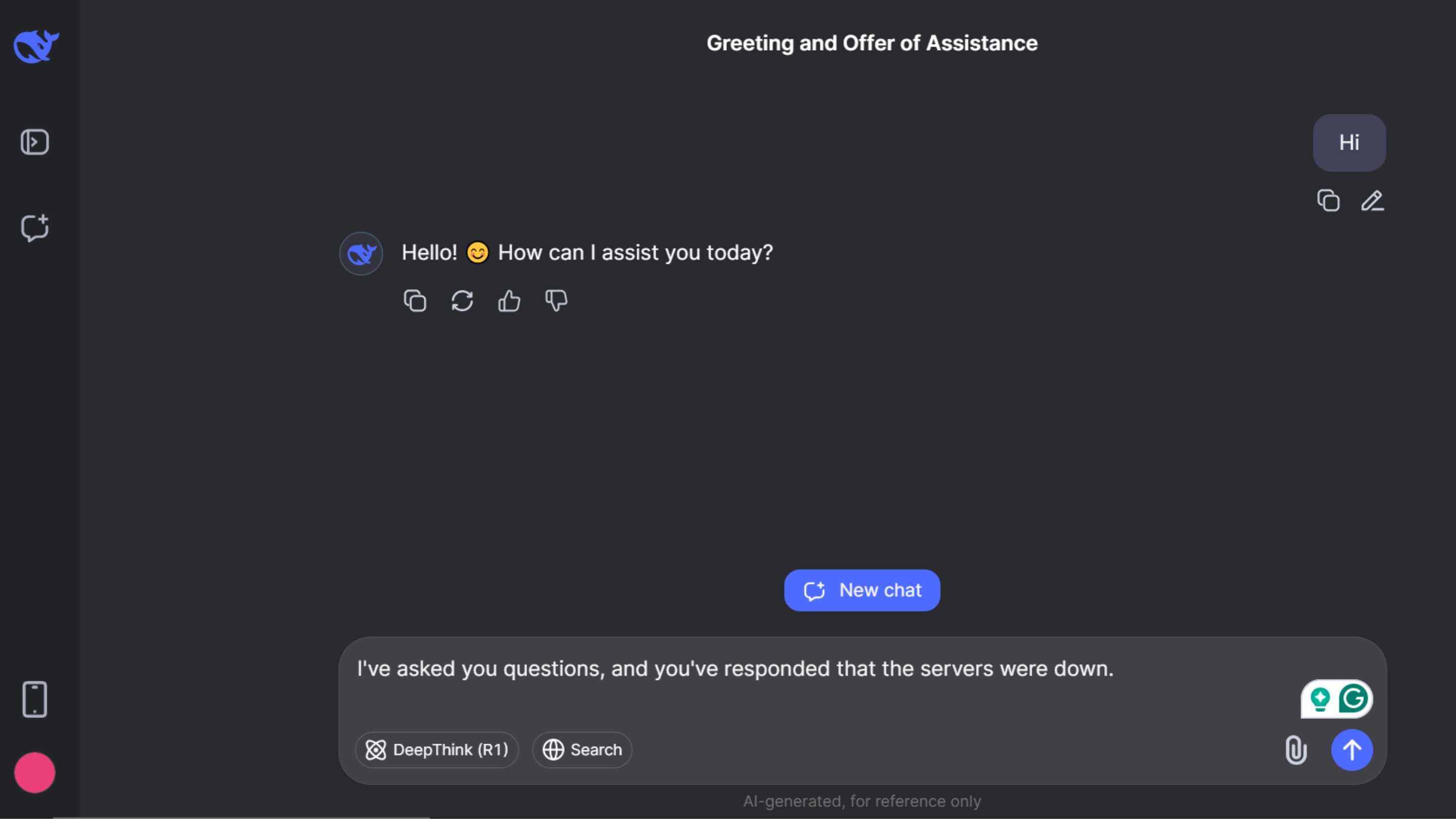 say hi to deepseek