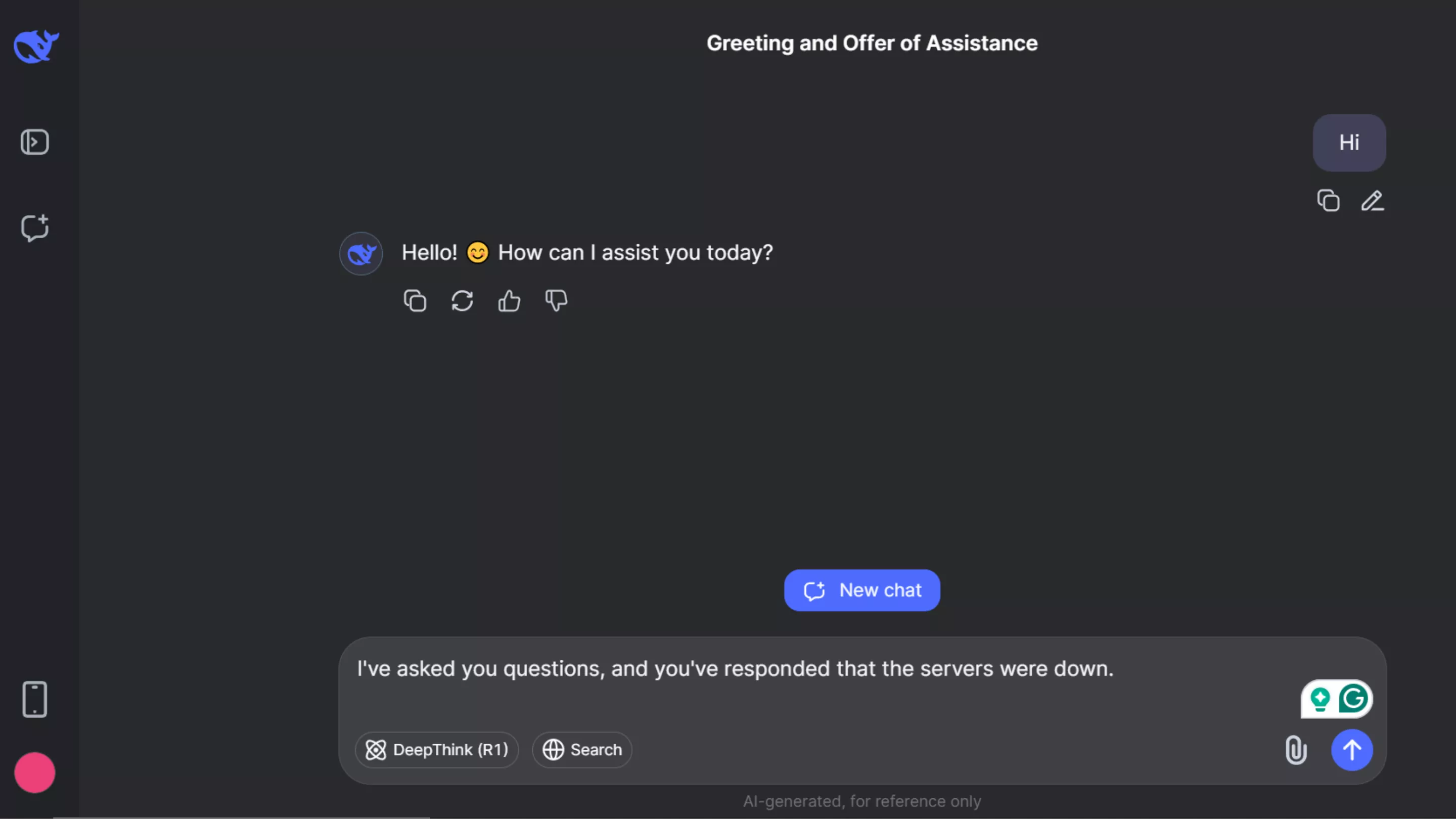 say hi to deepseek