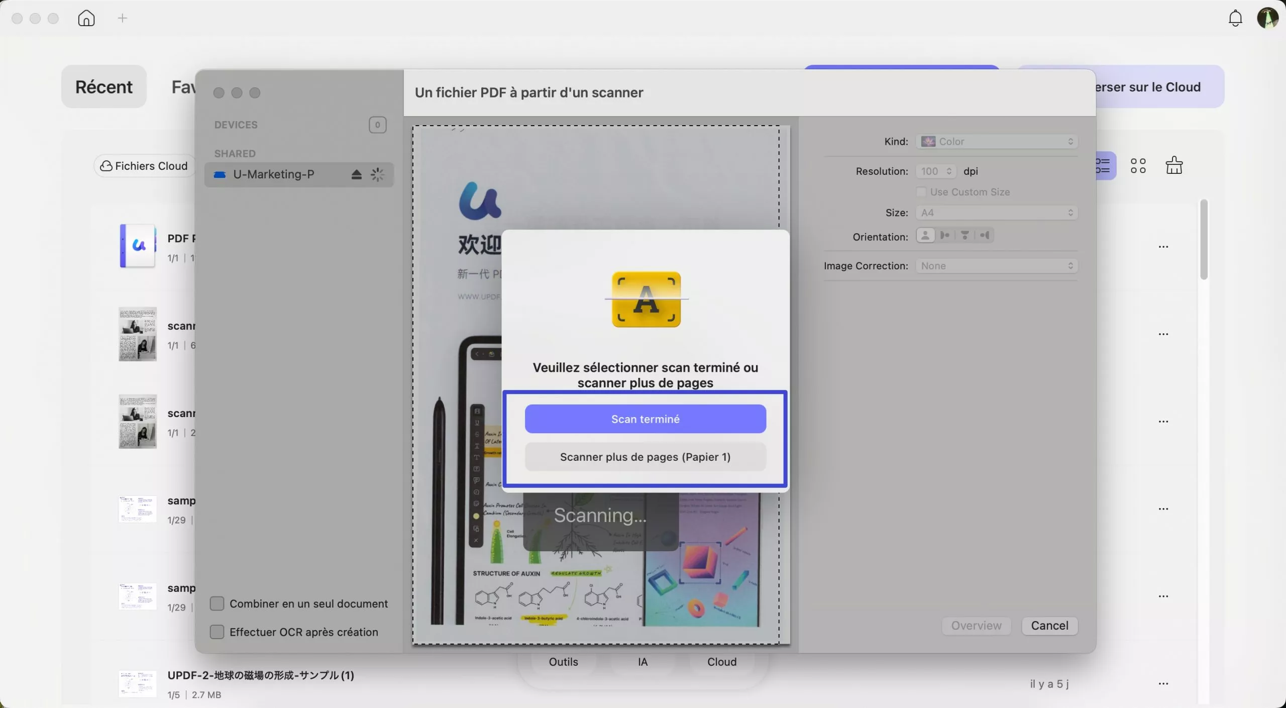 scanner plus de pages mac updf