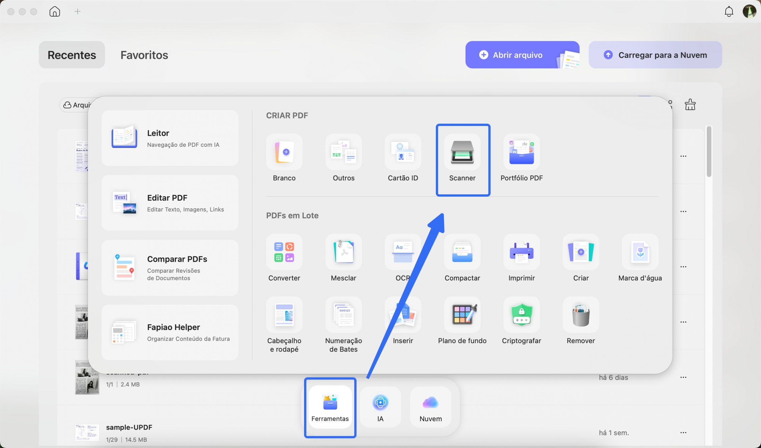 criar pdf a partir do scanner