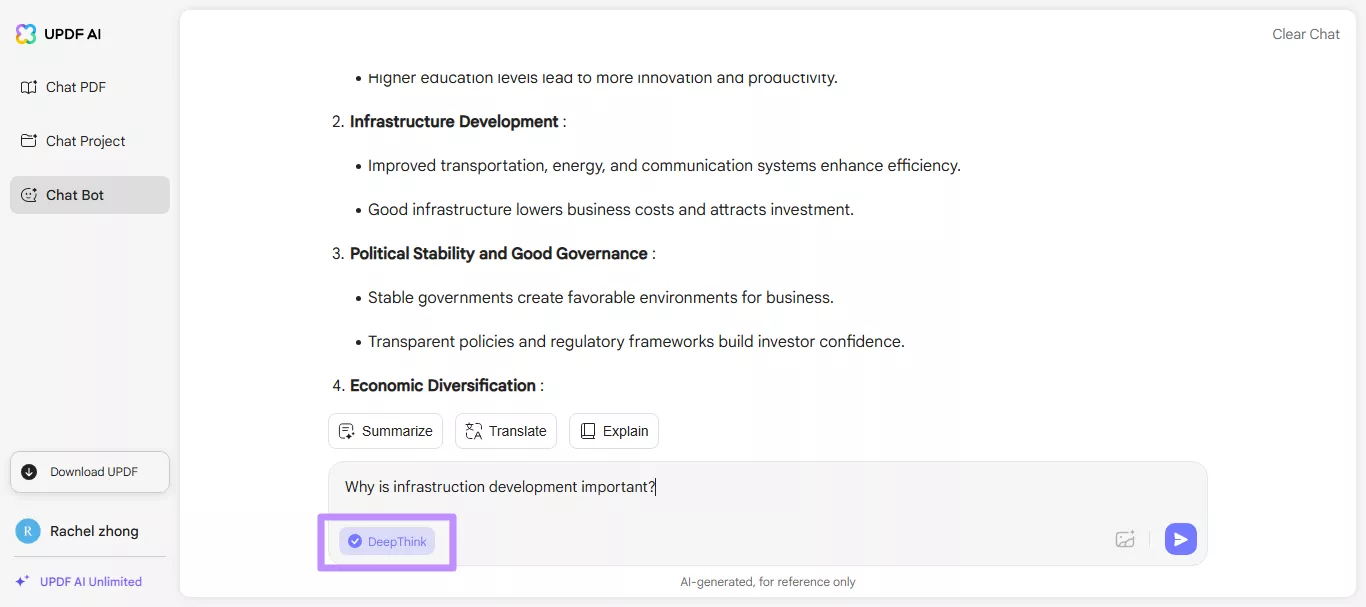 search in deepseek mode updf ai online