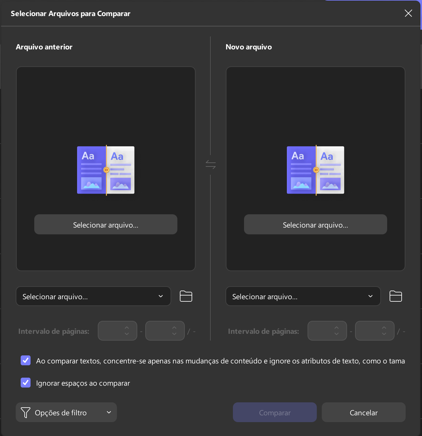 comparar arquivos antigos e novos updf windows
