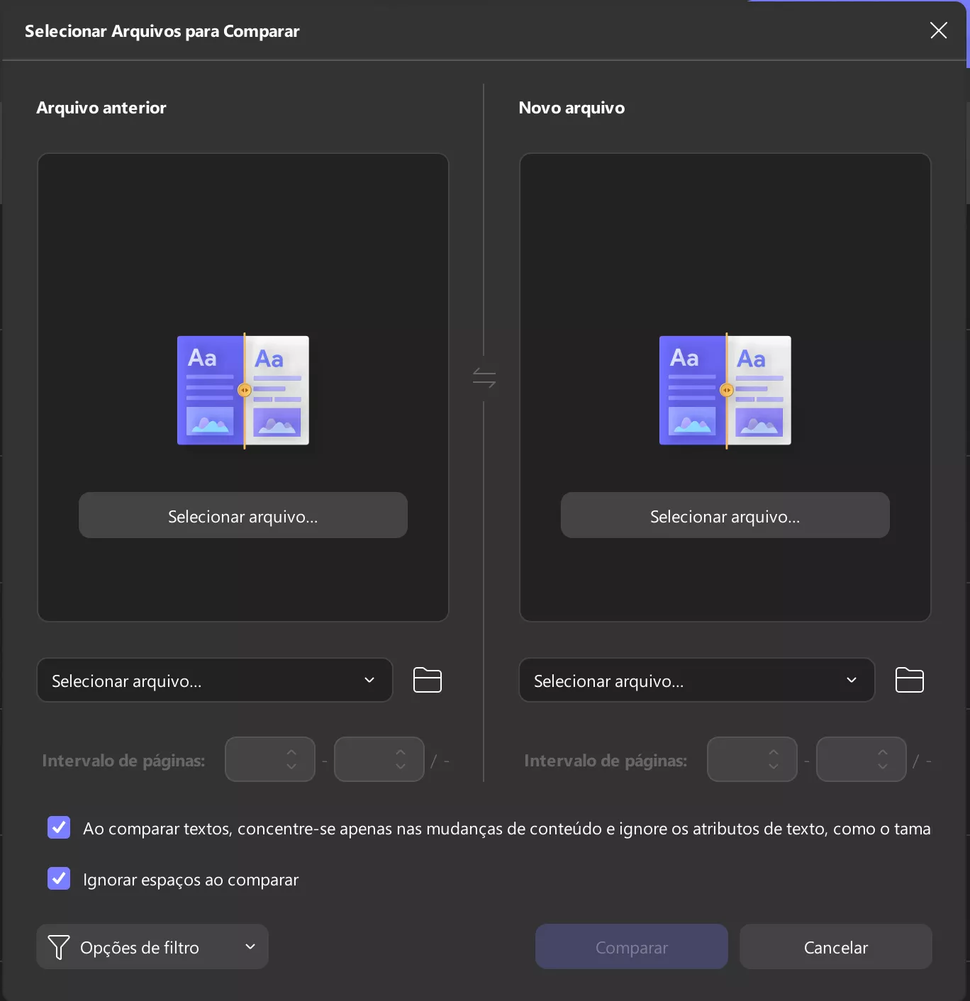 comparar arquivos antigos e novos updf windows