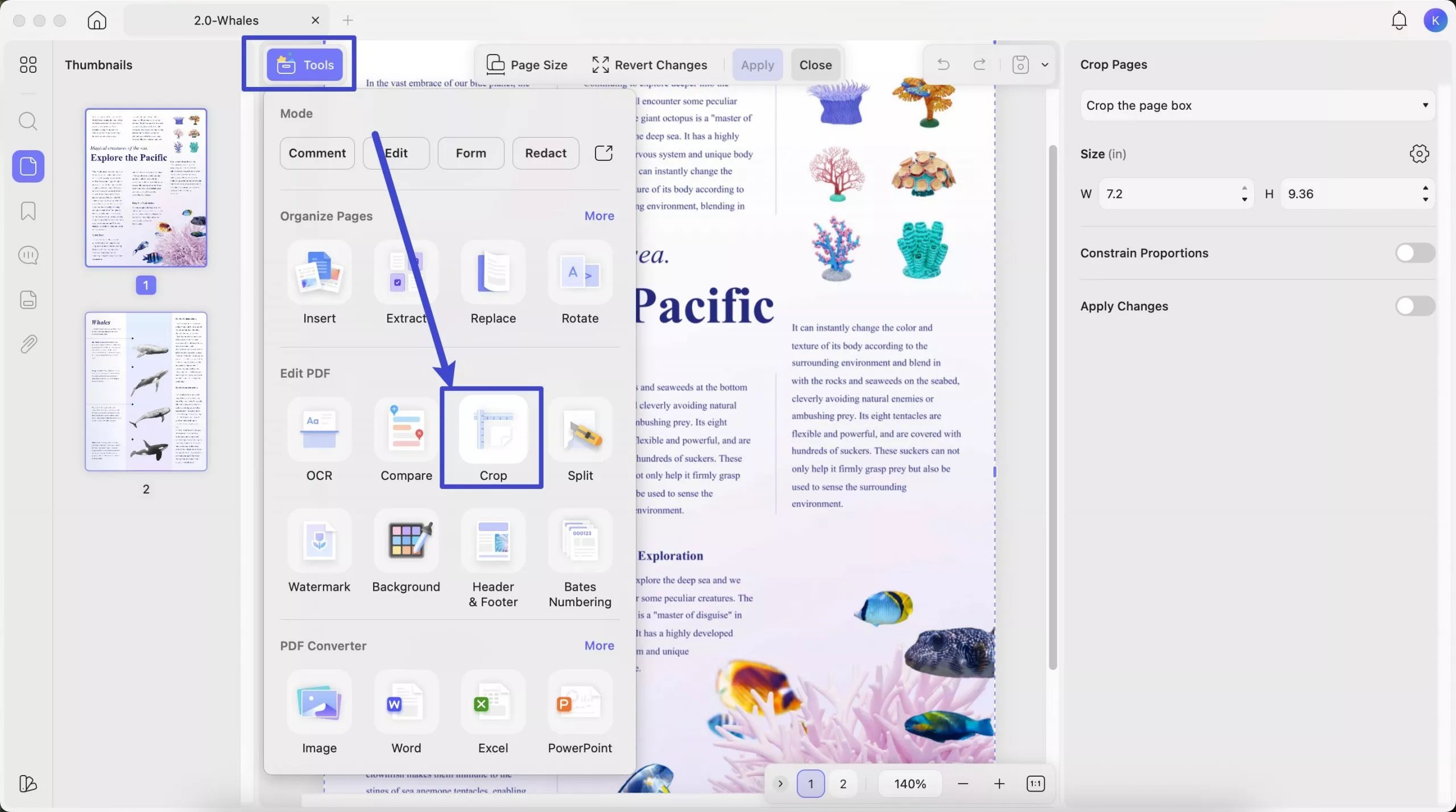 select crop from tools