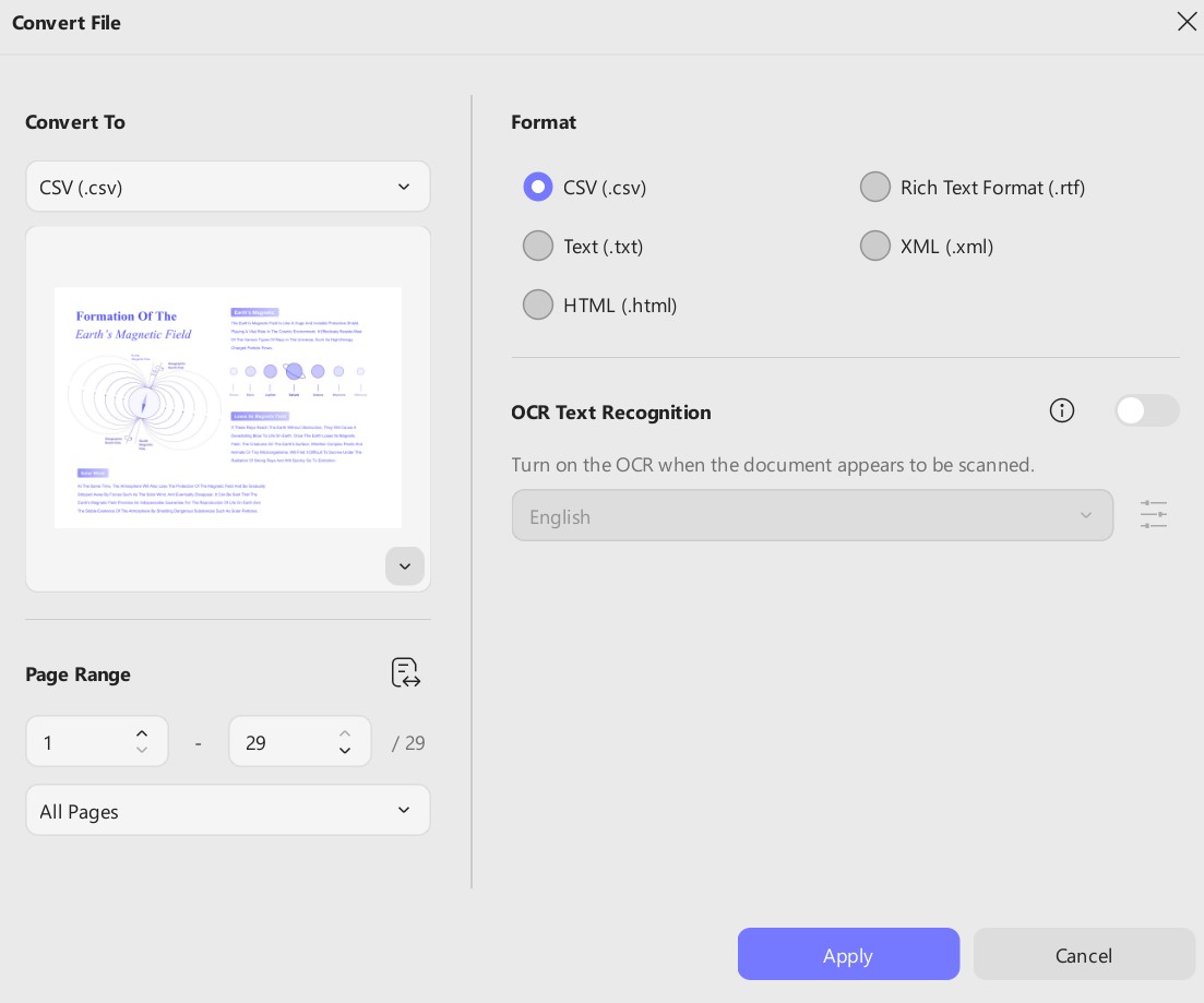select file format and hit apply updf windows 2