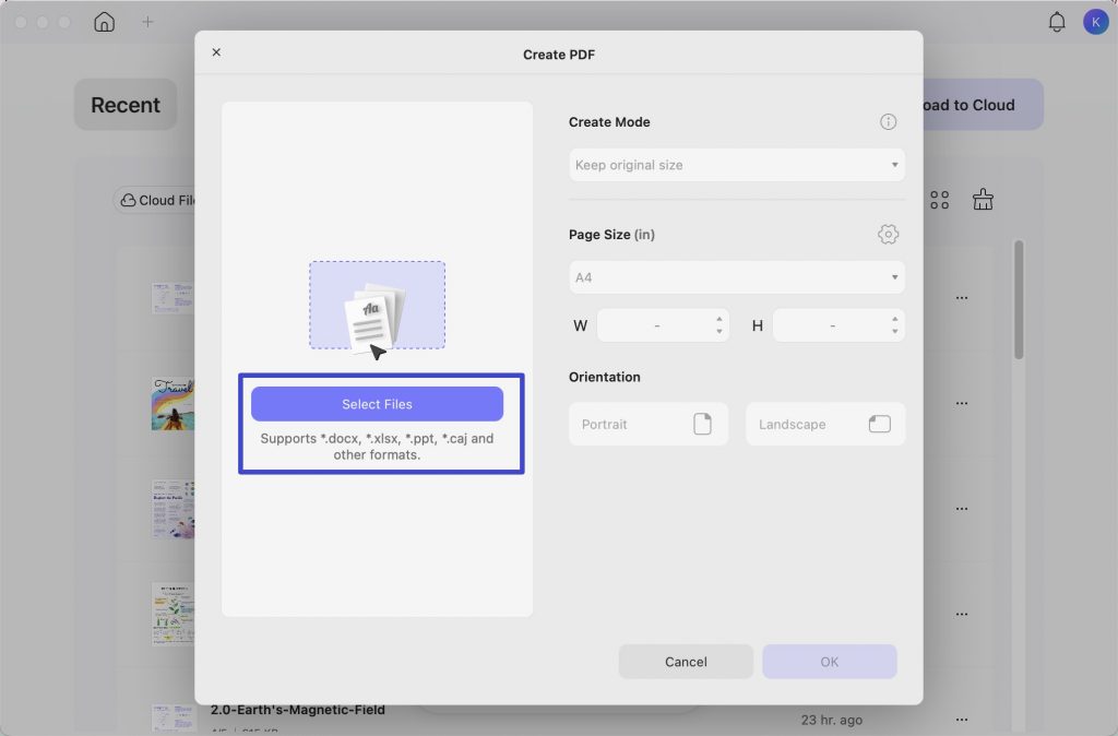 select files to create