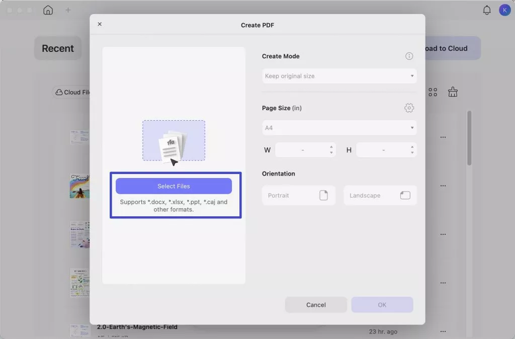 select files to create