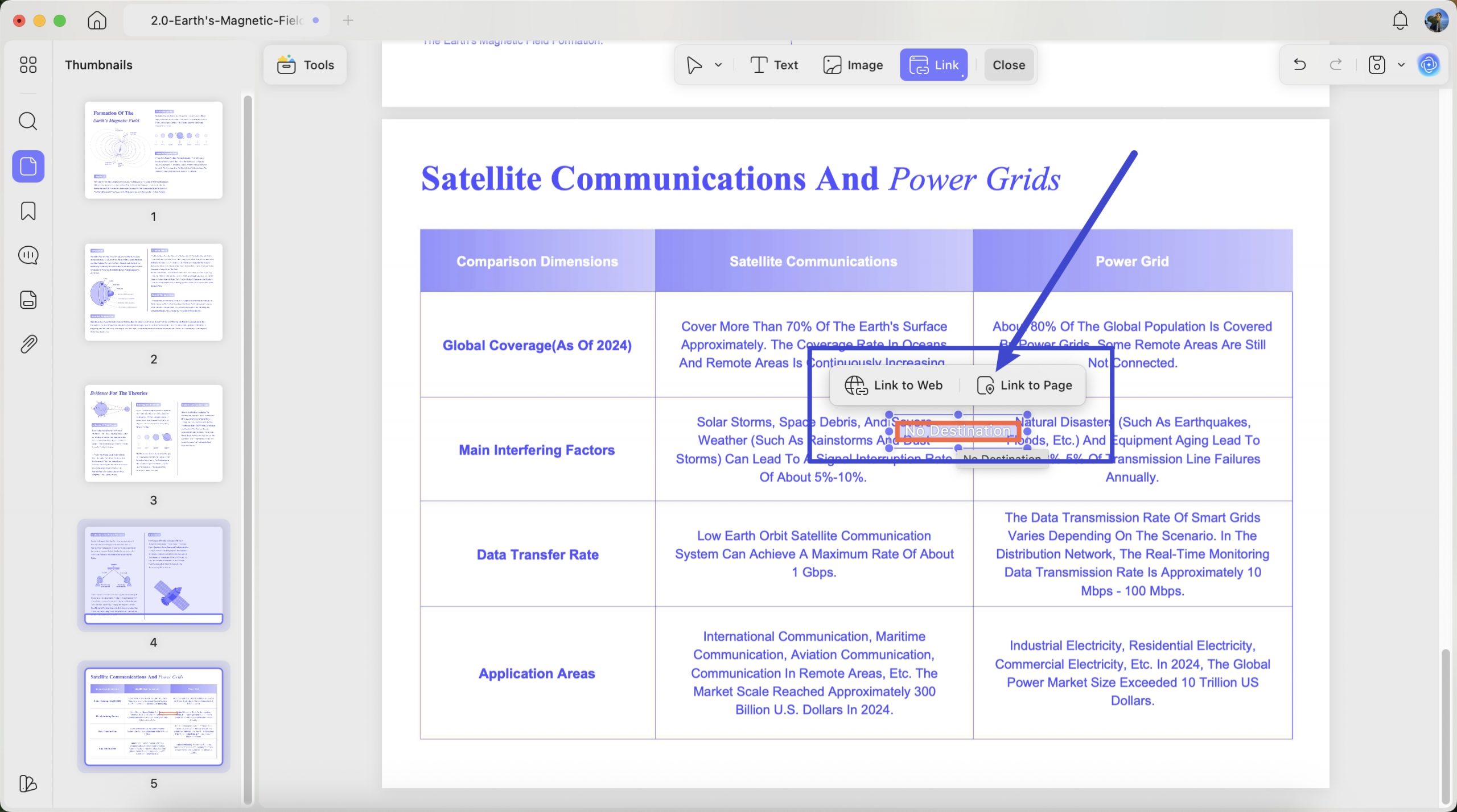 select link from top toolbar