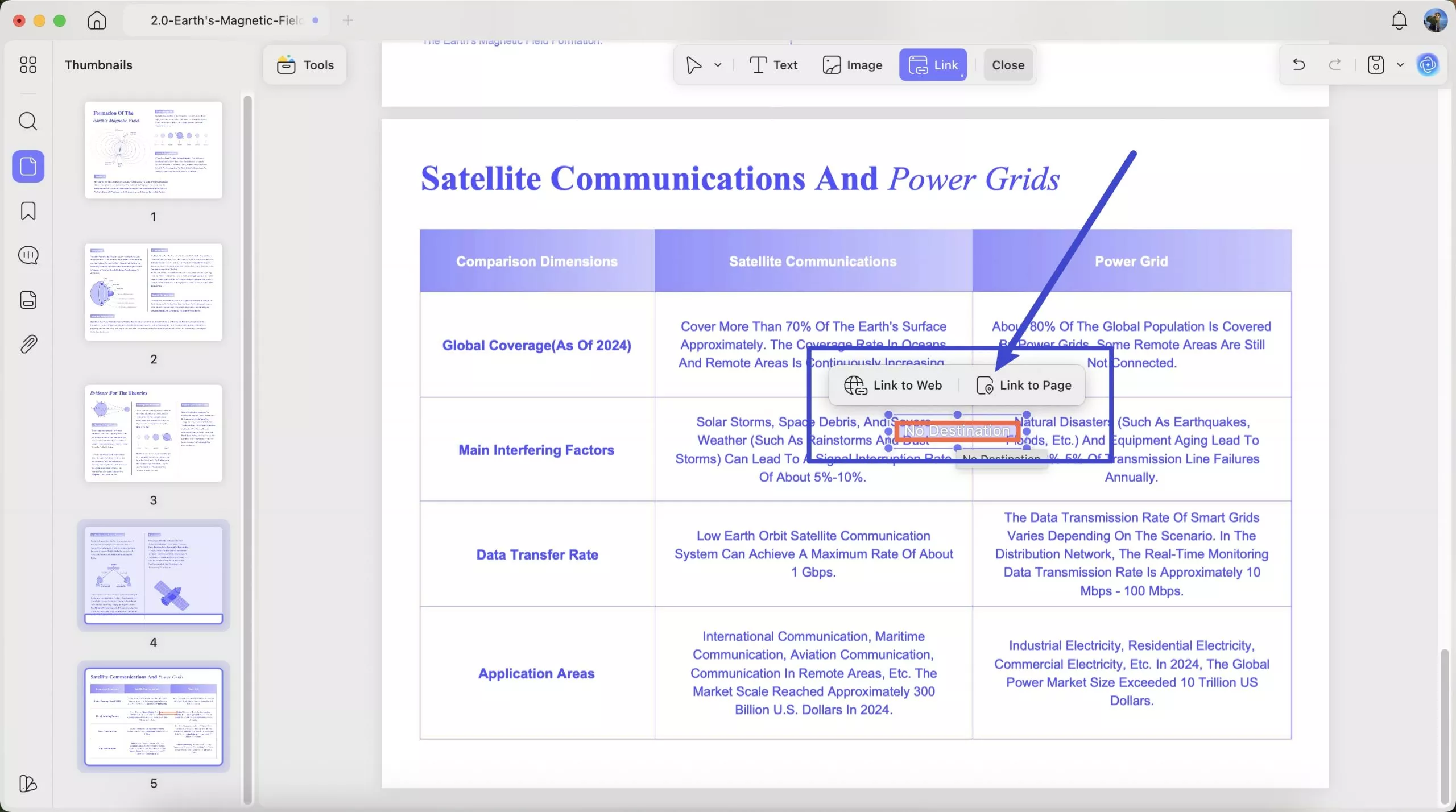 select link from top toolbar