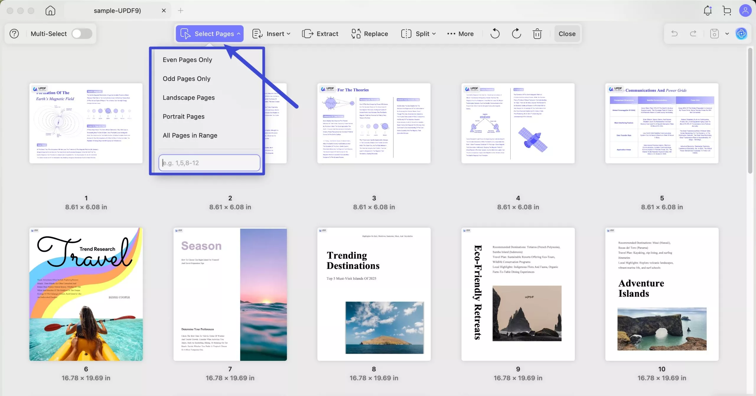 select pages updf mac