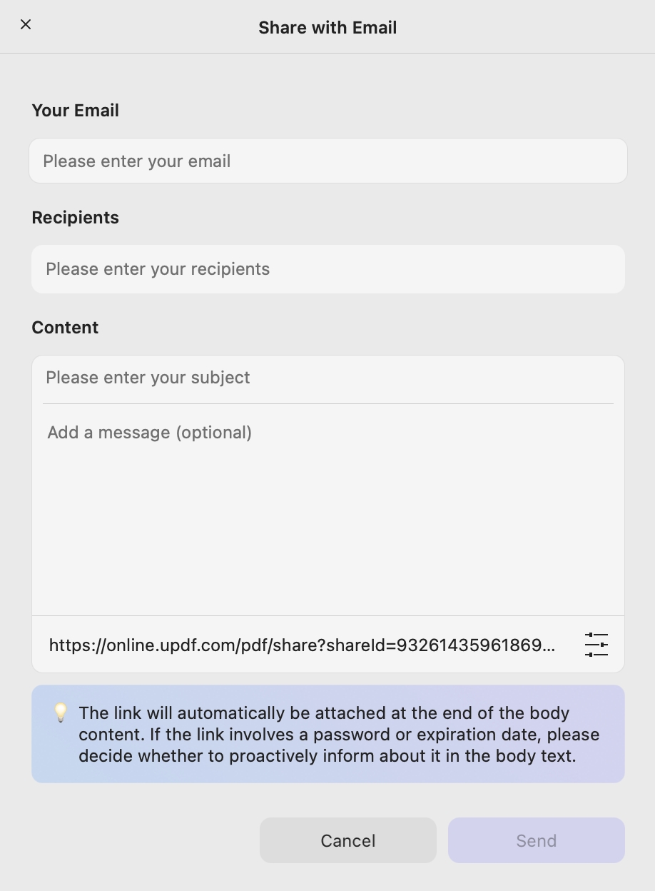 e-mail verzenden via updf mac
