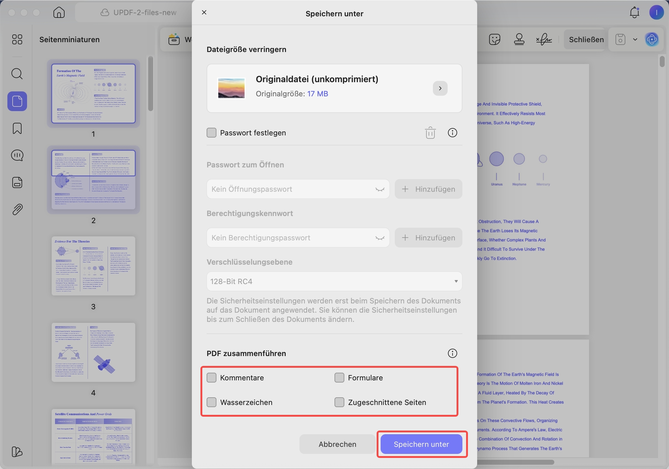 Flatten-Einstellungen auf dem Mac festlegen