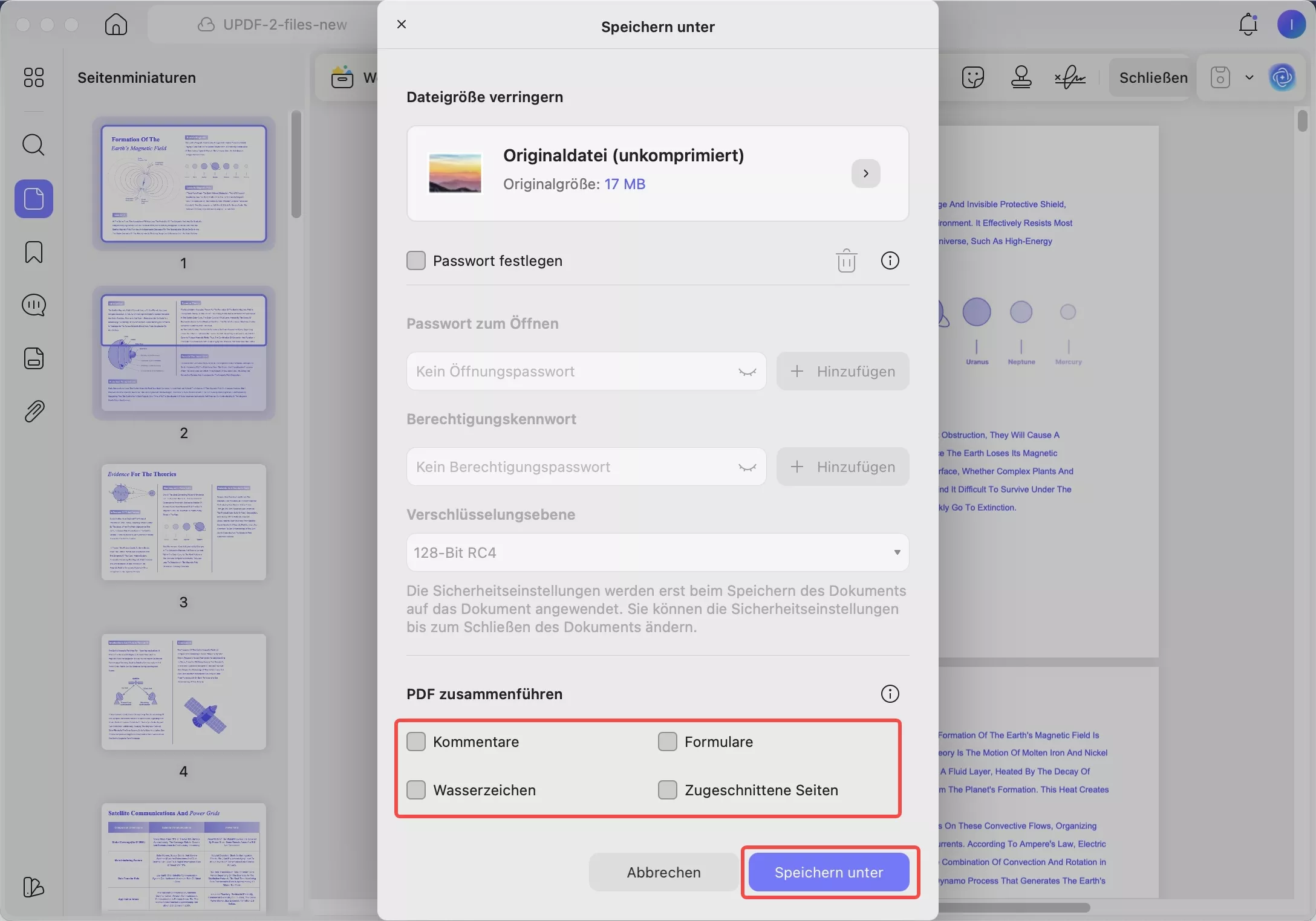 Flatten-Einstellungen auf dem Mac festlegen